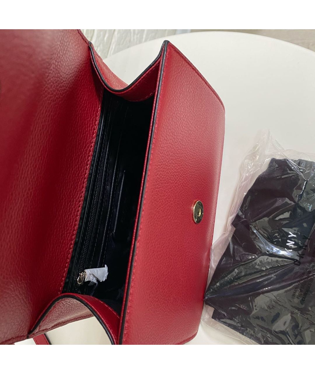 DKNY Красная кожаная сумка тоут, фото 4