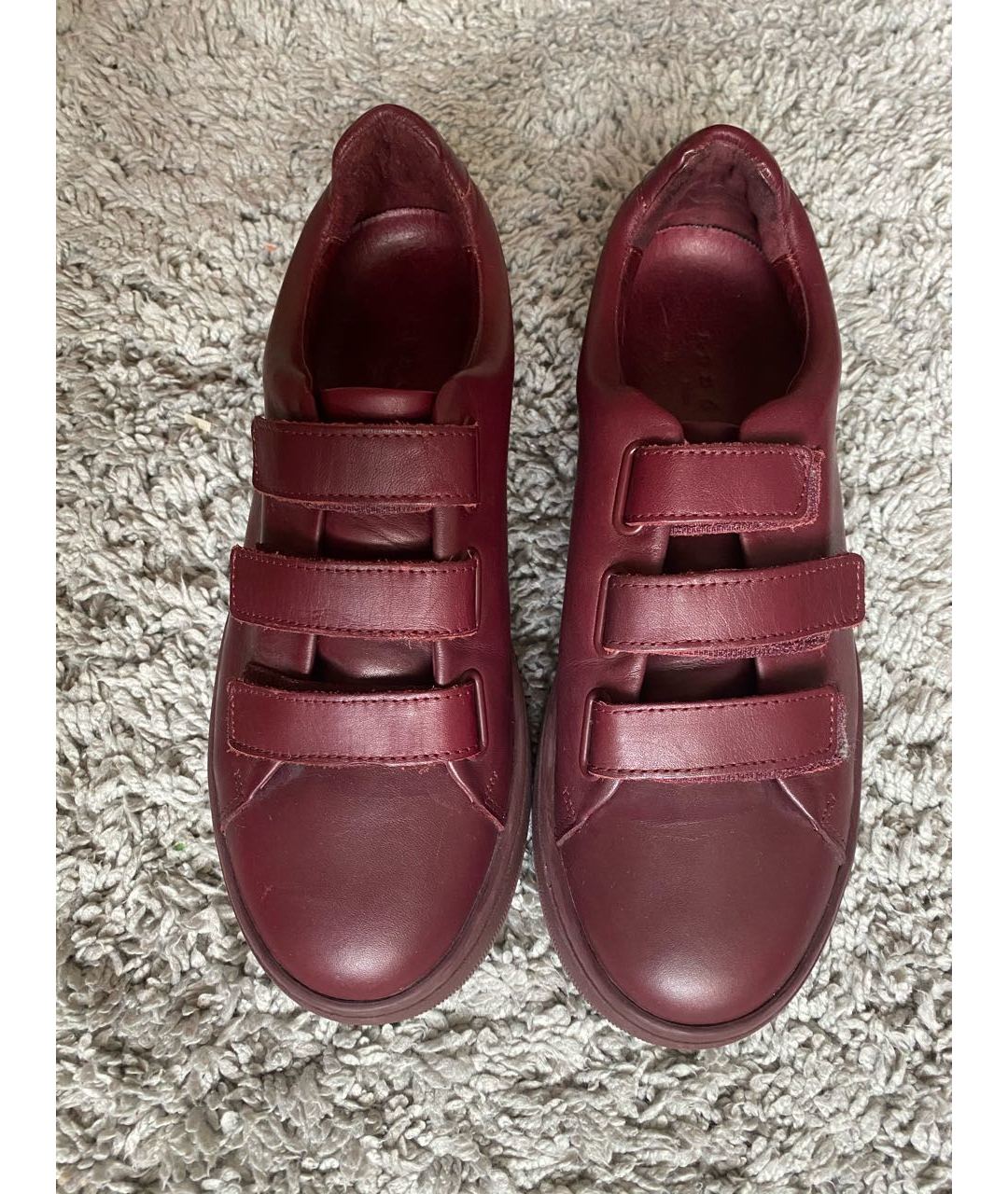 SANDRO Бордовые кожаные кроссовки, фото 3