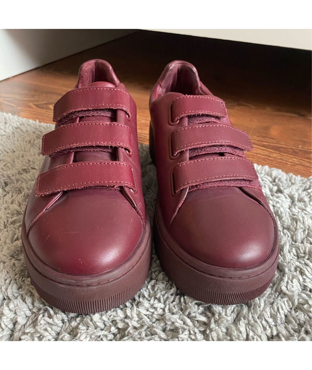SANDRO Бордовые кожаные кроссовки, фото 2