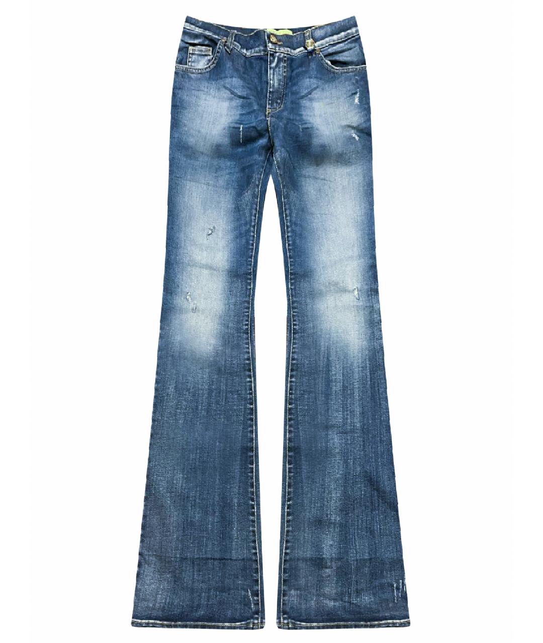 VERSACE JEANS COUTURE Голубые хлопко-эластановые джинсы клеш, фото 1