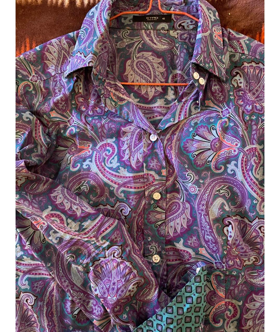 ETRO Фиолетовая хлопко-эластановая рубашка, фото 3