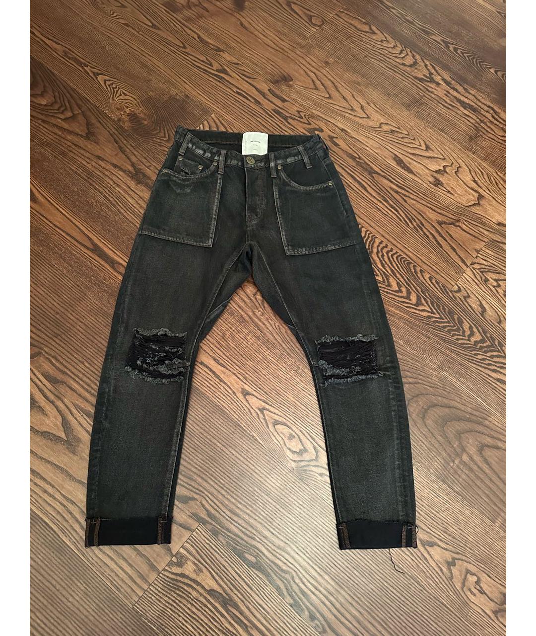 ONE TEASPOON Черные хлопковые прямые джинсы, фото 6