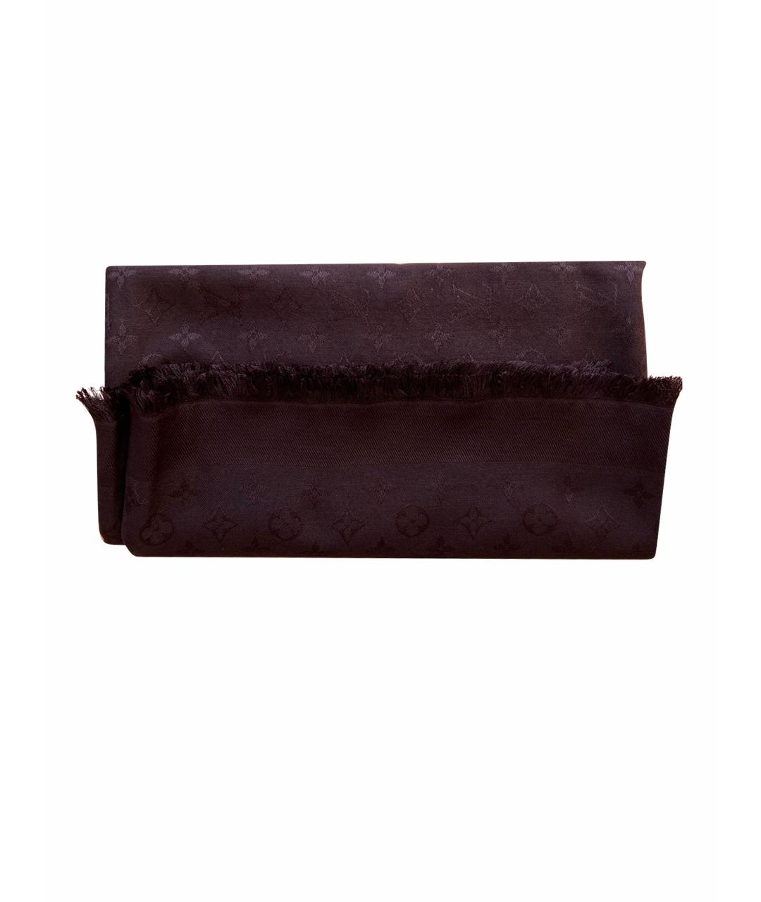 LOUIS VUITTON Черный шелковый платок, фото 1