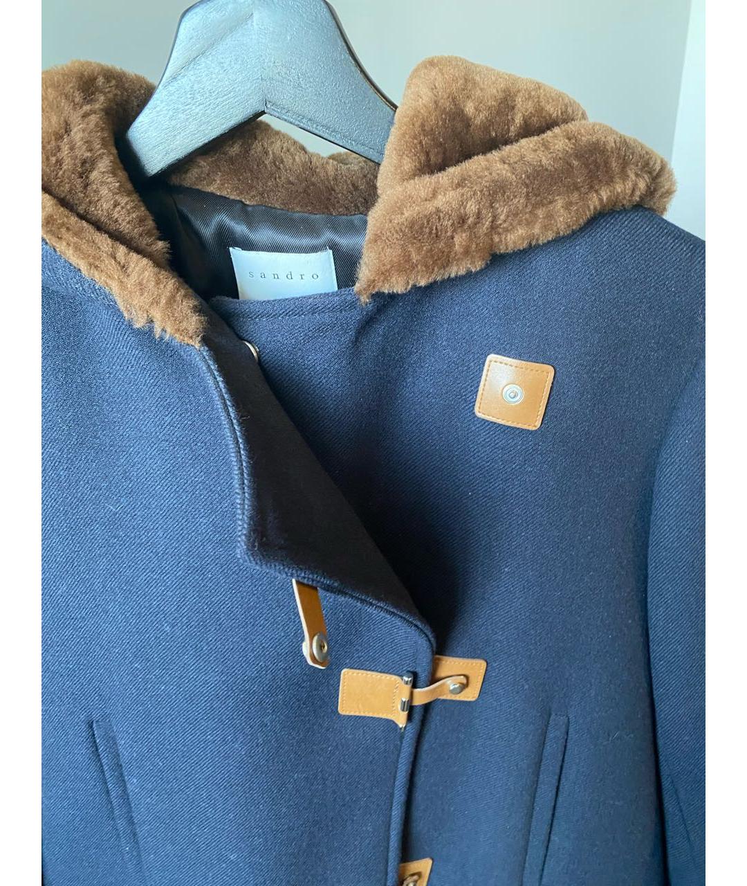 SANDRO Синее шерстяное пальто, фото 5