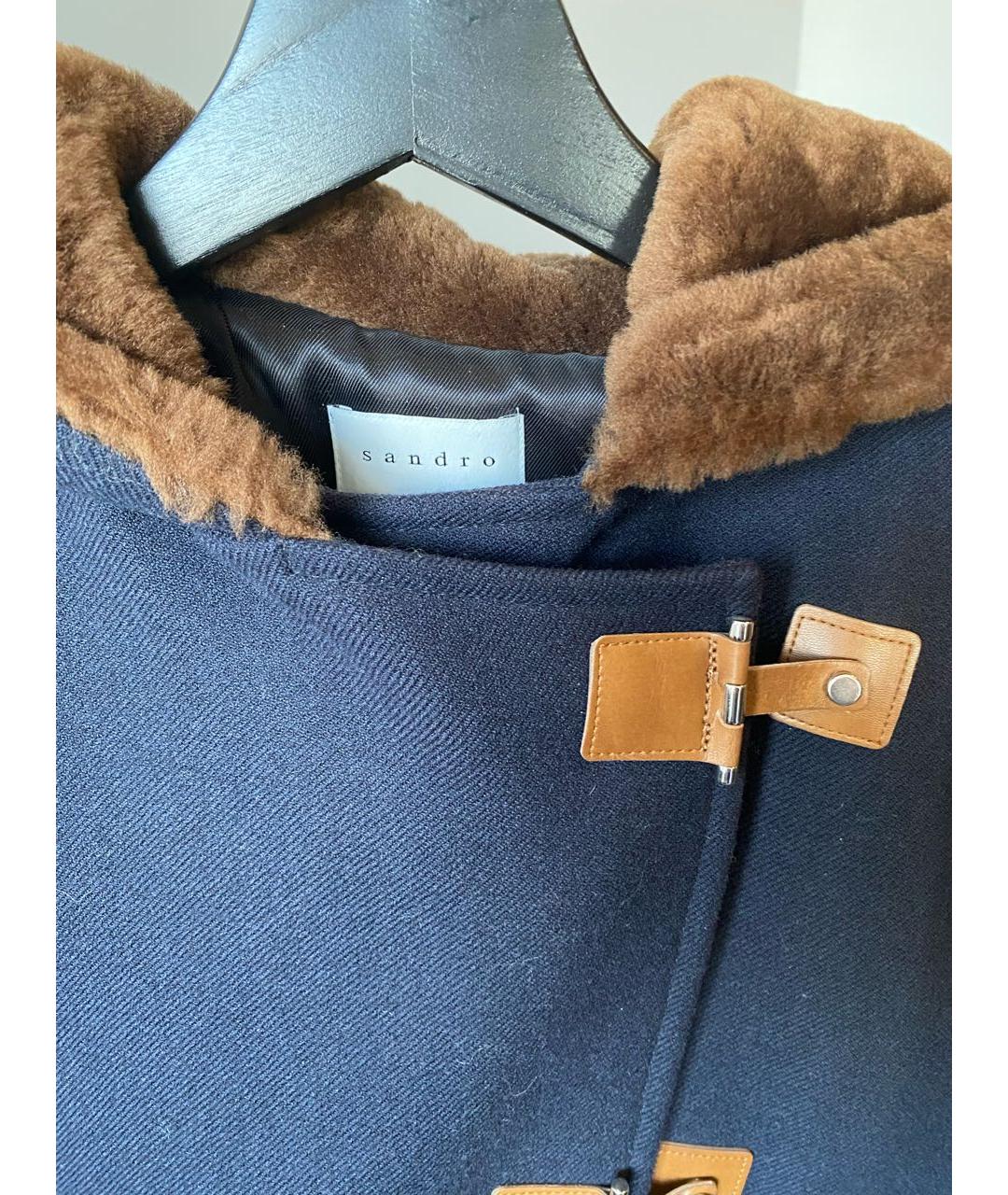 SANDRO Синее шерстяное пальто, фото 3