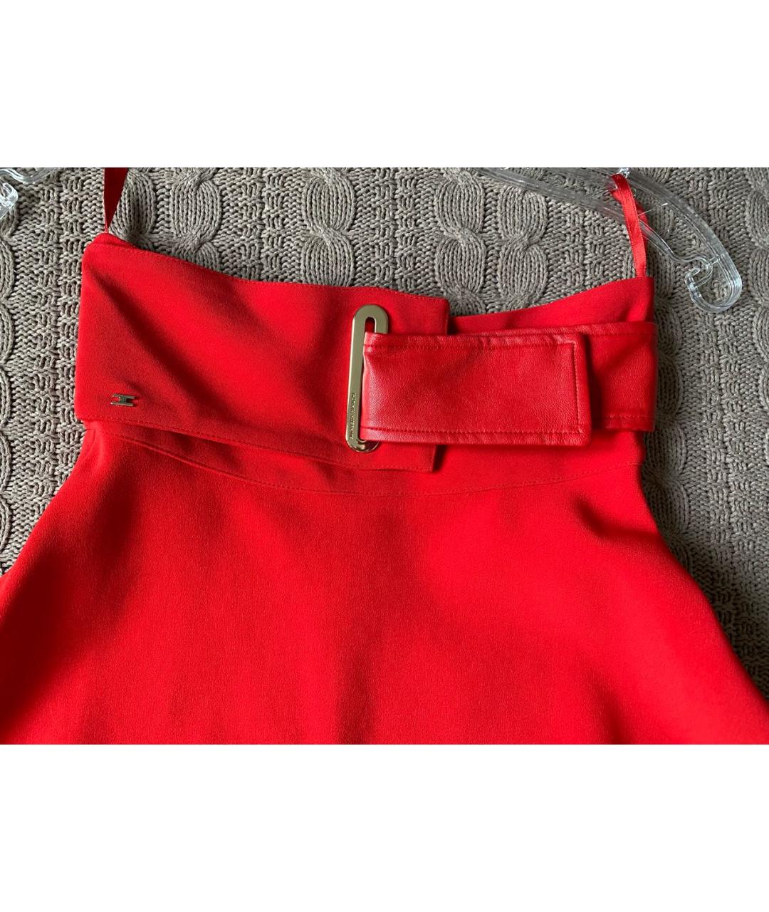 ELISABETTA FRANCHI Красная вискозная юбка мини, фото 3