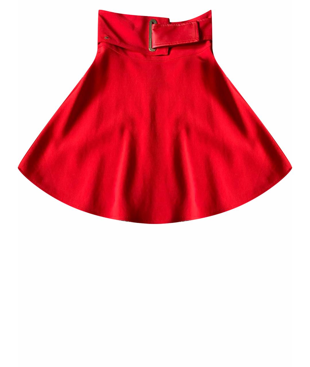 ELISABETTA FRANCHI Красная вискозная юбка мини, фото 1