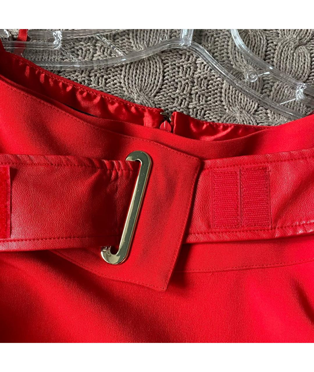 ELISABETTA FRANCHI Красная вискозная юбка мини, фото 6
