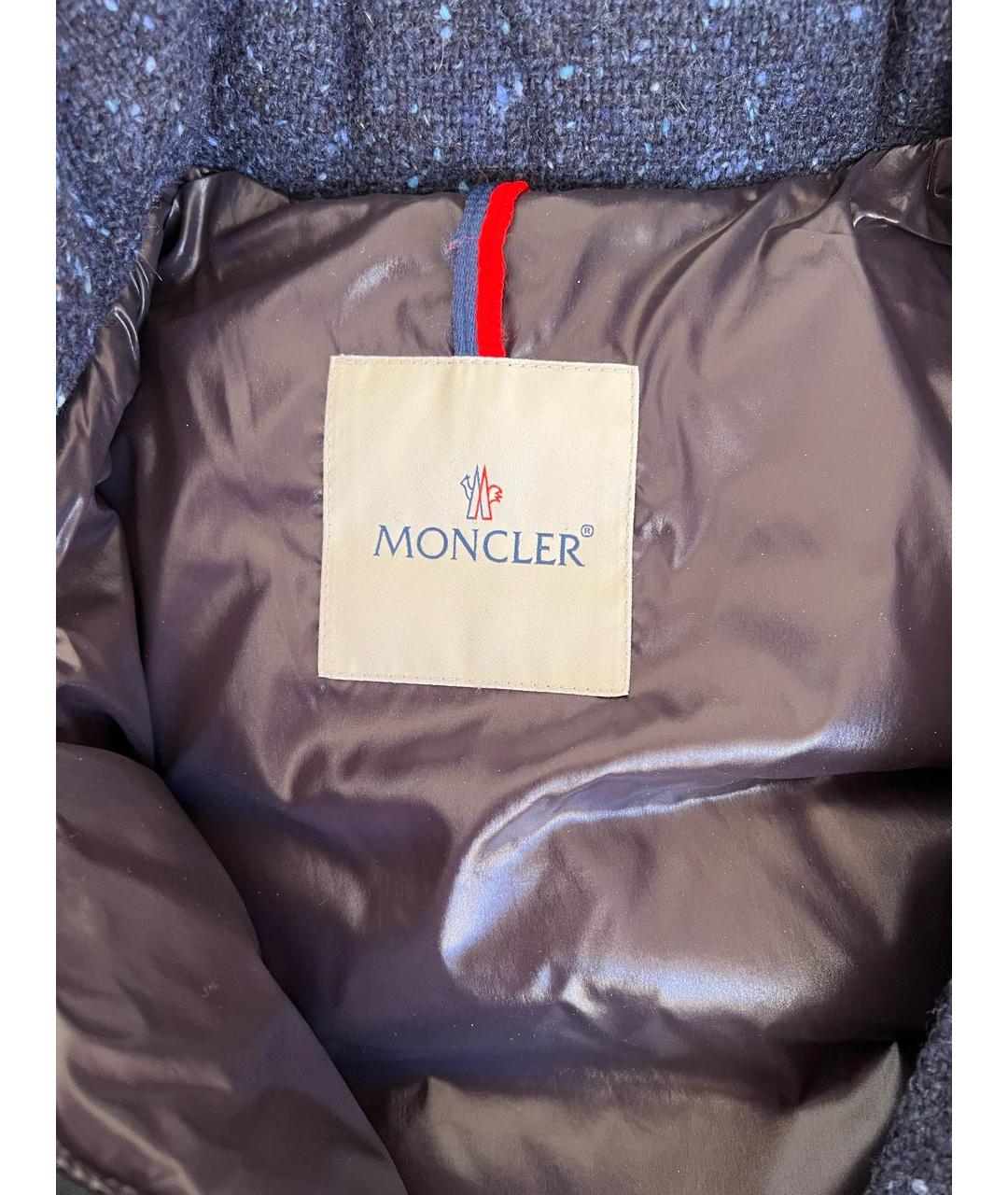 MONCLER Темно-синий шерстяной пуховик, фото 3