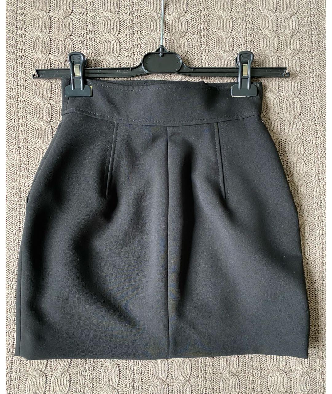 ELISABETTA FRANCHI Черная вискозная юбка мини, фото 2
