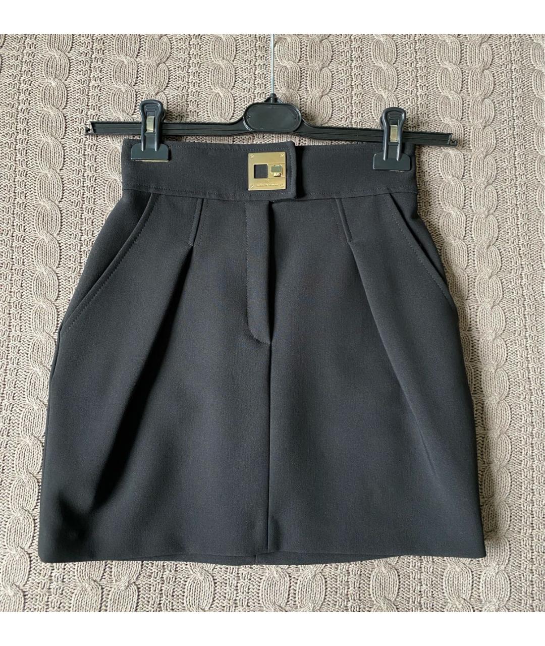 ELISABETTA FRANCHI Черная вискозная юбка мини, фото 7