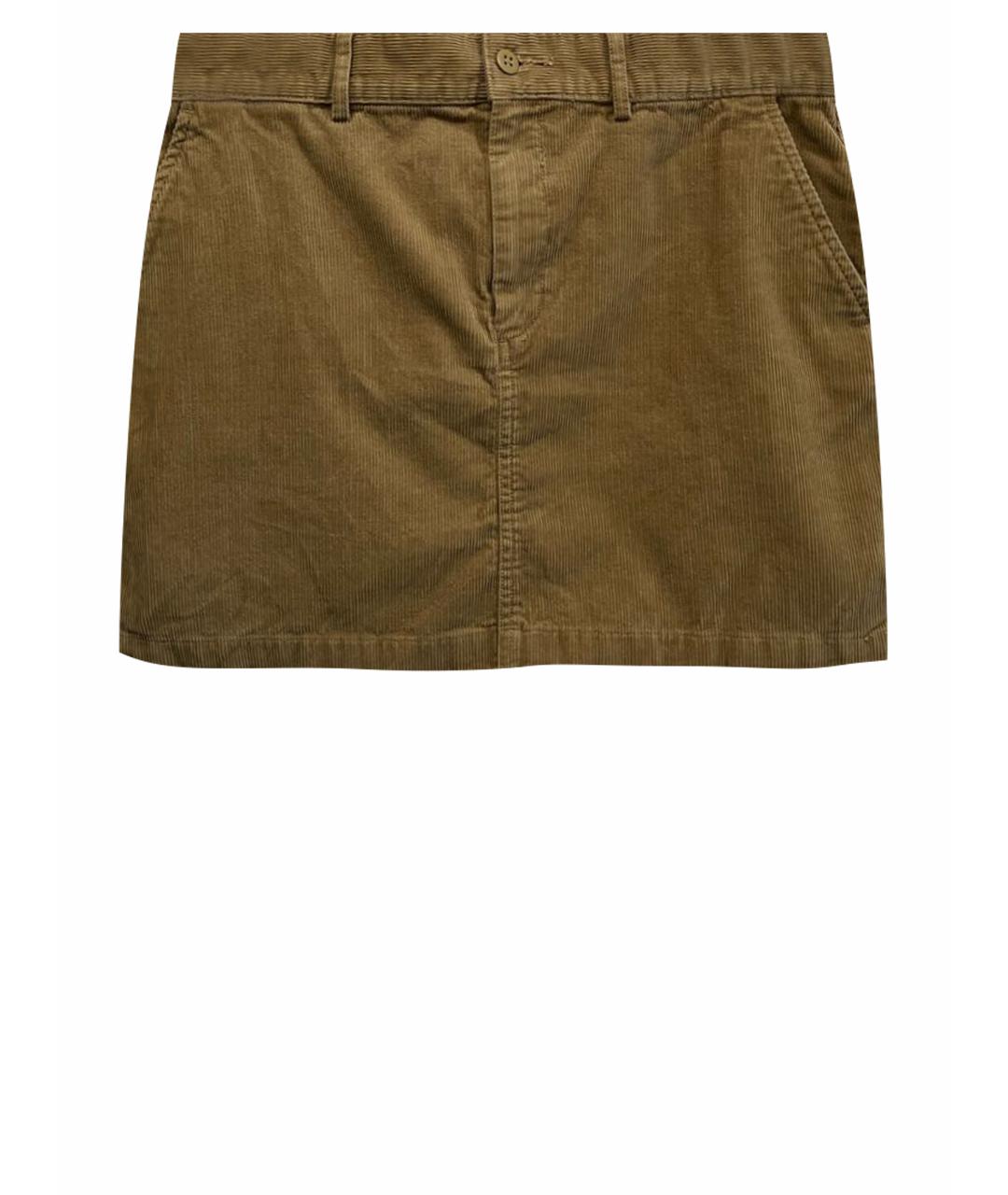 POLO RALPH LAUREN Горчичная хлопковая юбка мини, фото 1