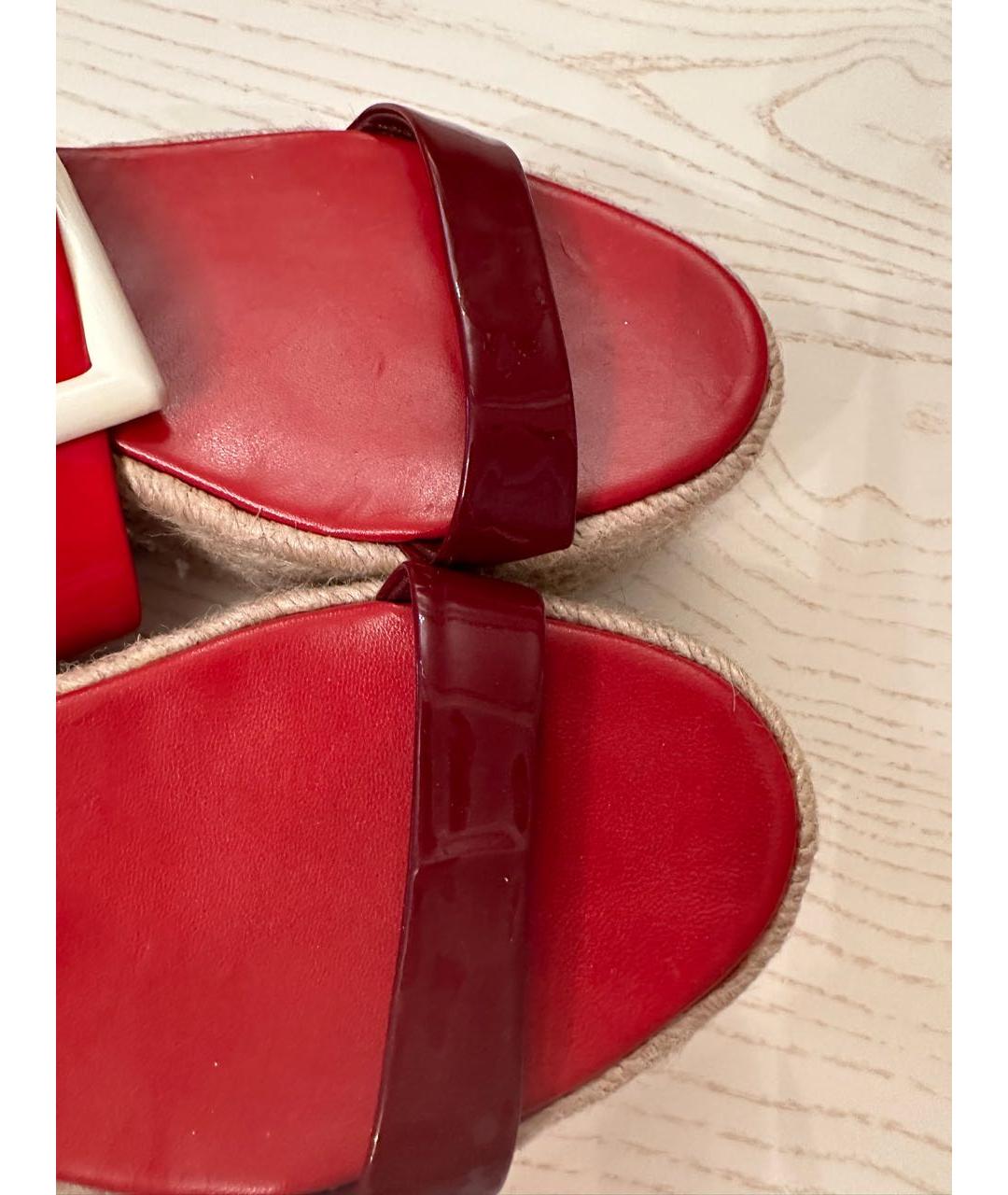 MIU MIU Красные сандалии из лакированной кожи, фото 3