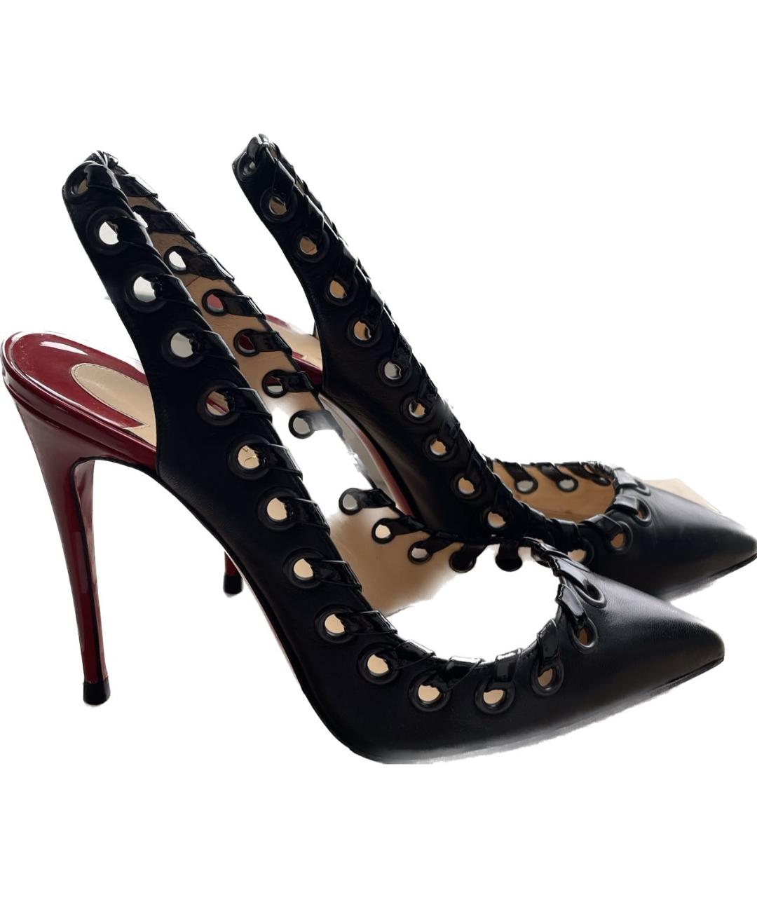 CHRISTIAN LOUBOUTIN Черные кожаные туфли, фото 5