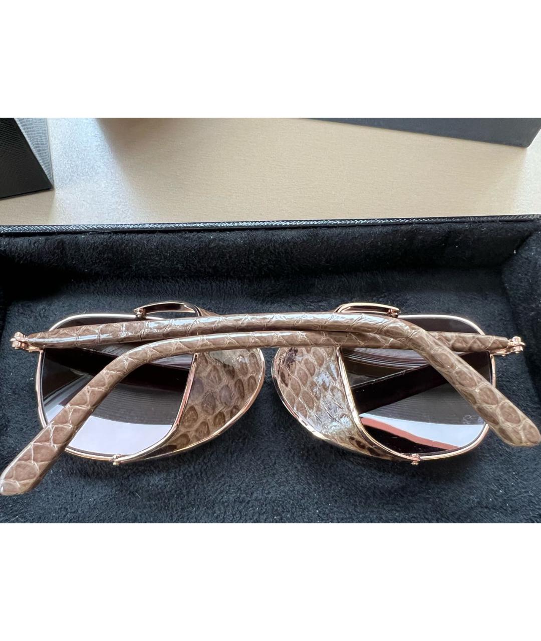 LINDA FARROW Золотые металлические солнцезащитные очки, фото 7