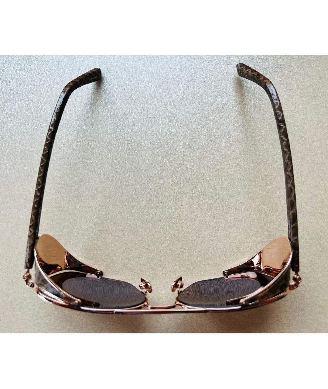 LINDA FARROW Золотые металлические солнцезащитные очки, фото 3