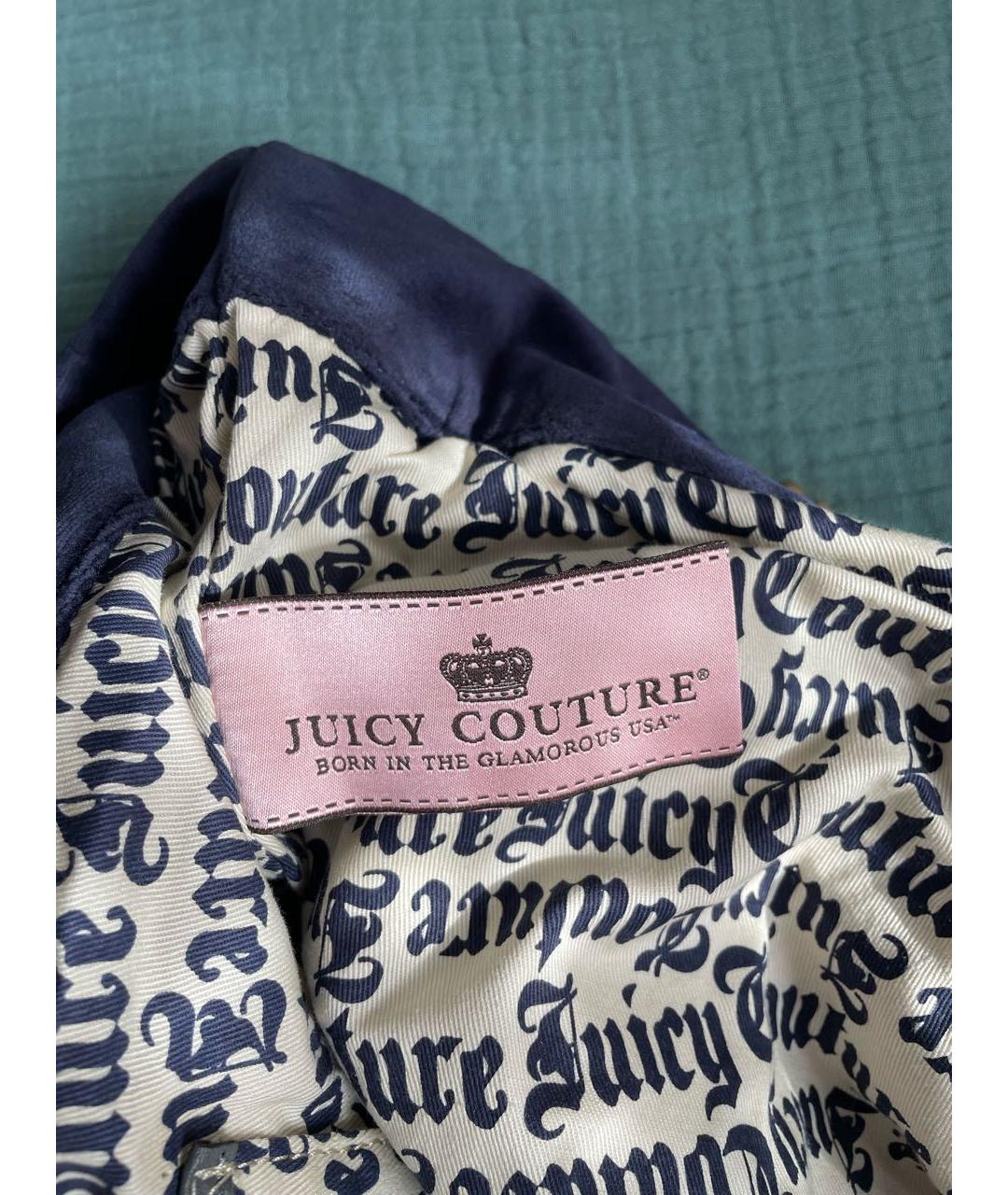 JUICY COUTURE Темно-синяя бархатная сумка тоут, фото 6