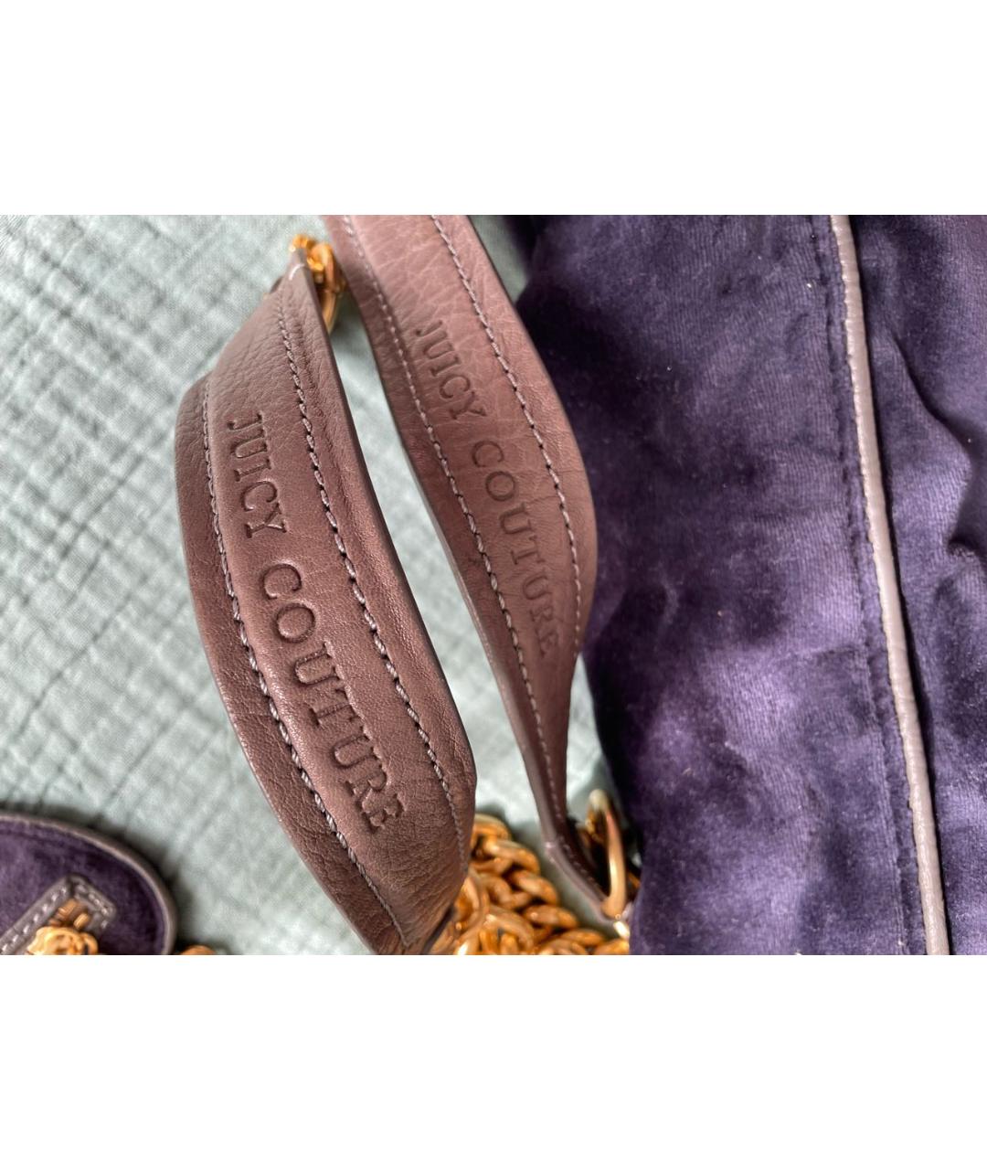JUICY COUTURE Темно-синяя бархатная сумка тоут, фото 8