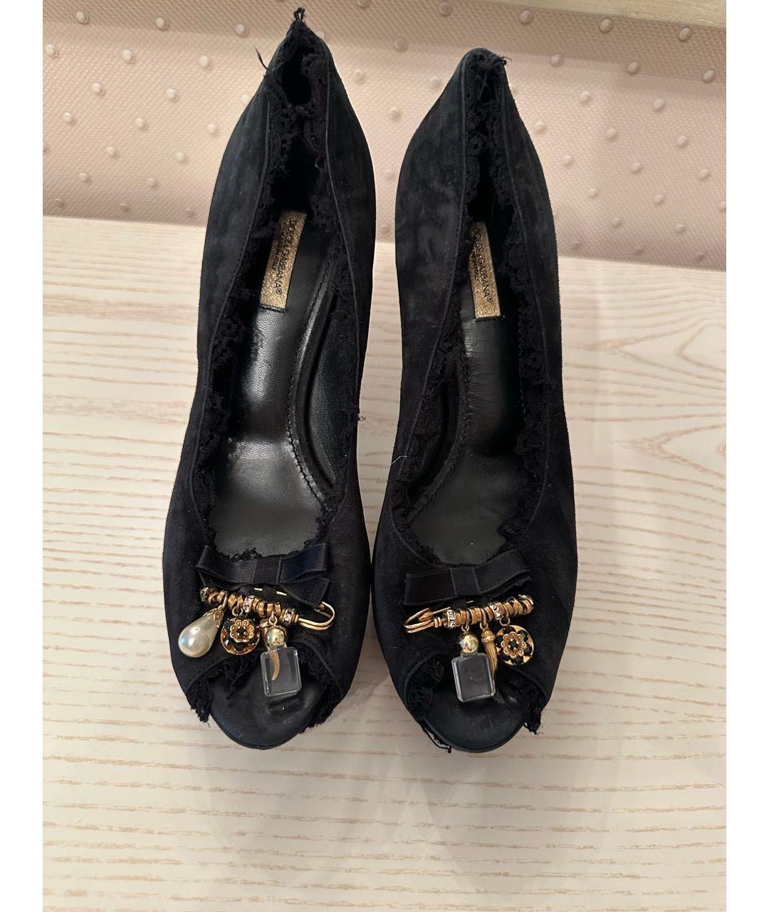 DOLCE&GABBANA Черные замшевые туфли, фото 2