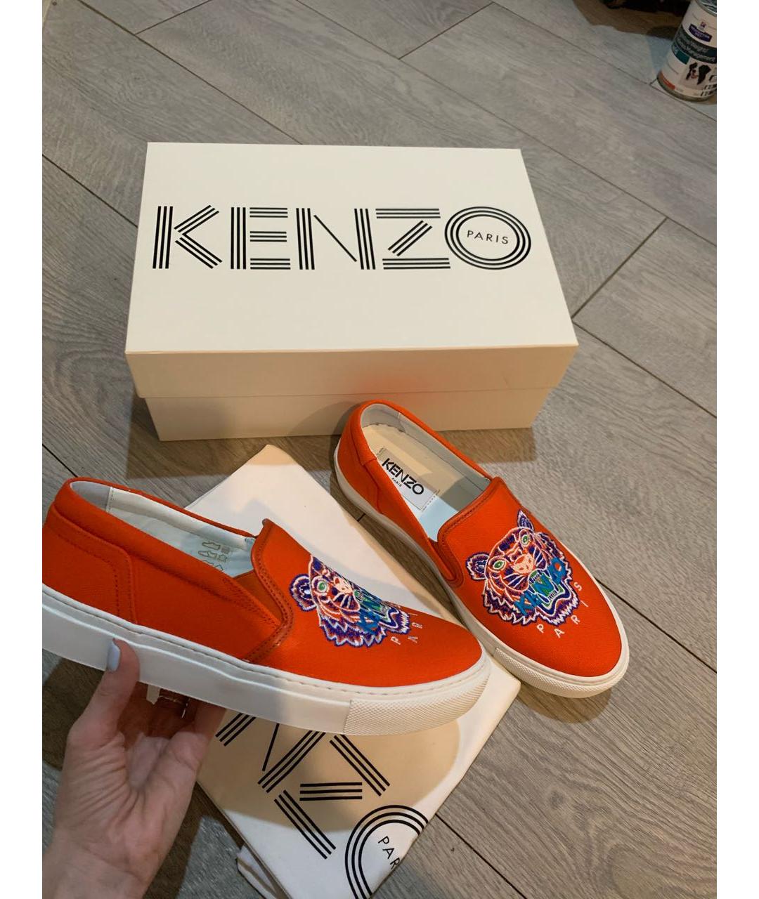 KENZO Оранжевое текстильные слипоны, фото 3