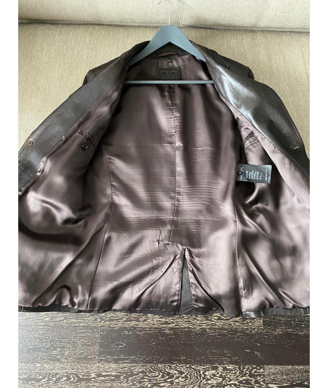 PRADA Коричневый кожаный пиджак, фото 5