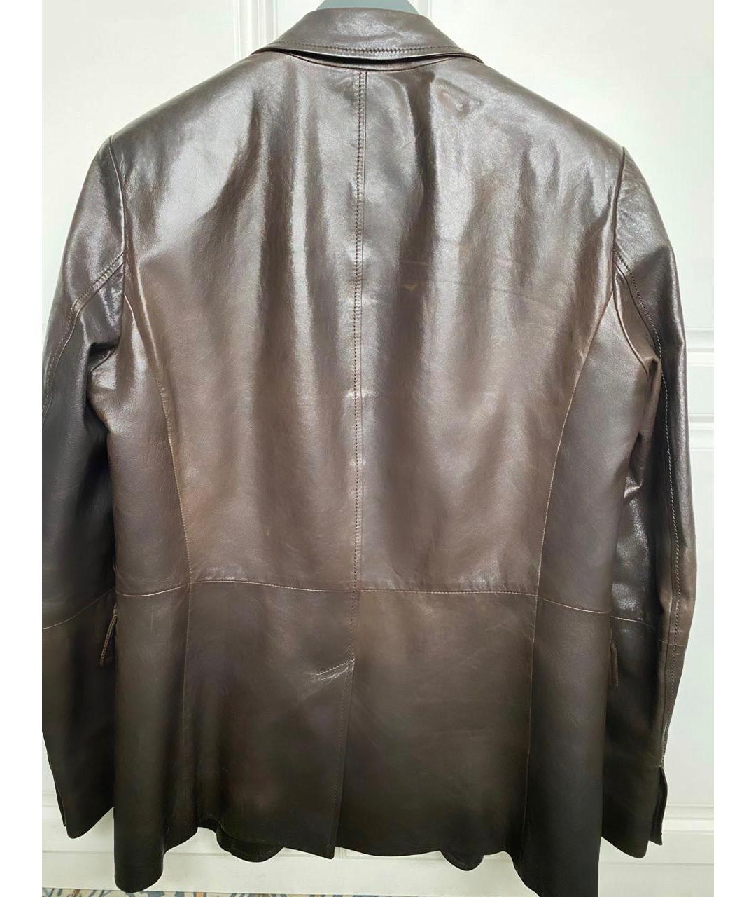 PRADA Коричневый кожаный пиджак, фото 3