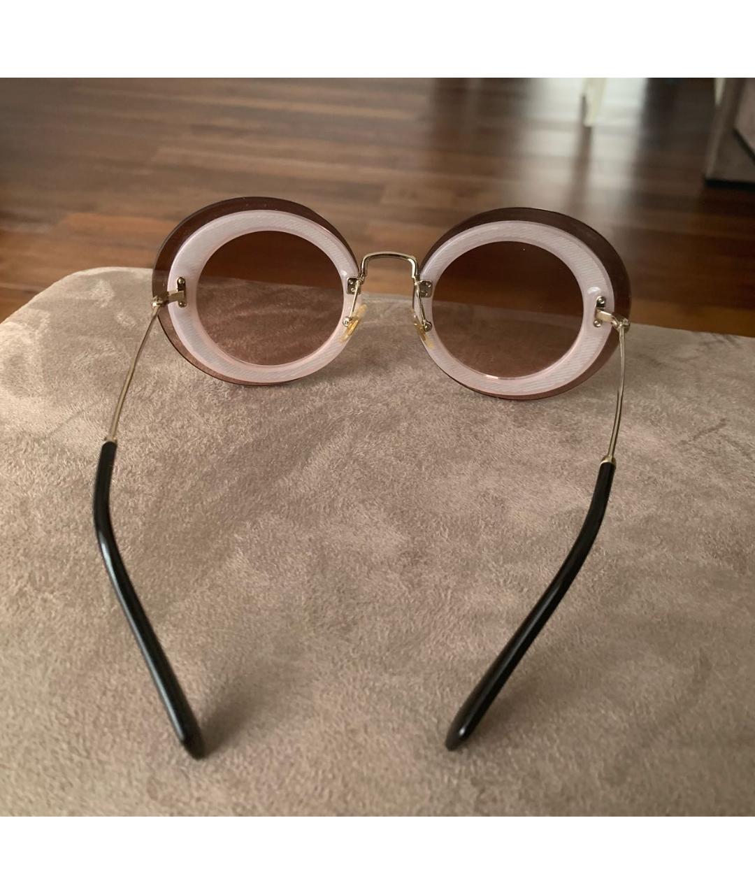 MIU MIU Розовые металлические солнцезащитные очки, фото 6