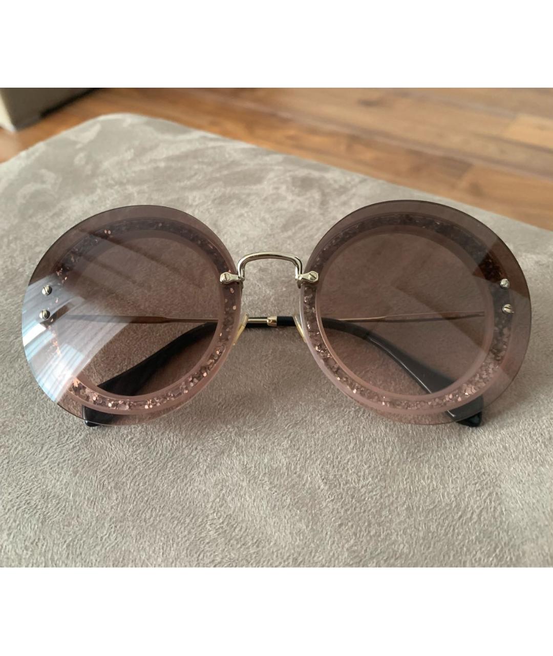 MIU MIU Розовые металлические солнцезащитные очки, фото 7