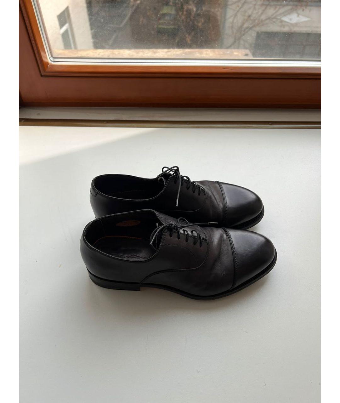 SANTONI Черные кожаные туфли, фото 5