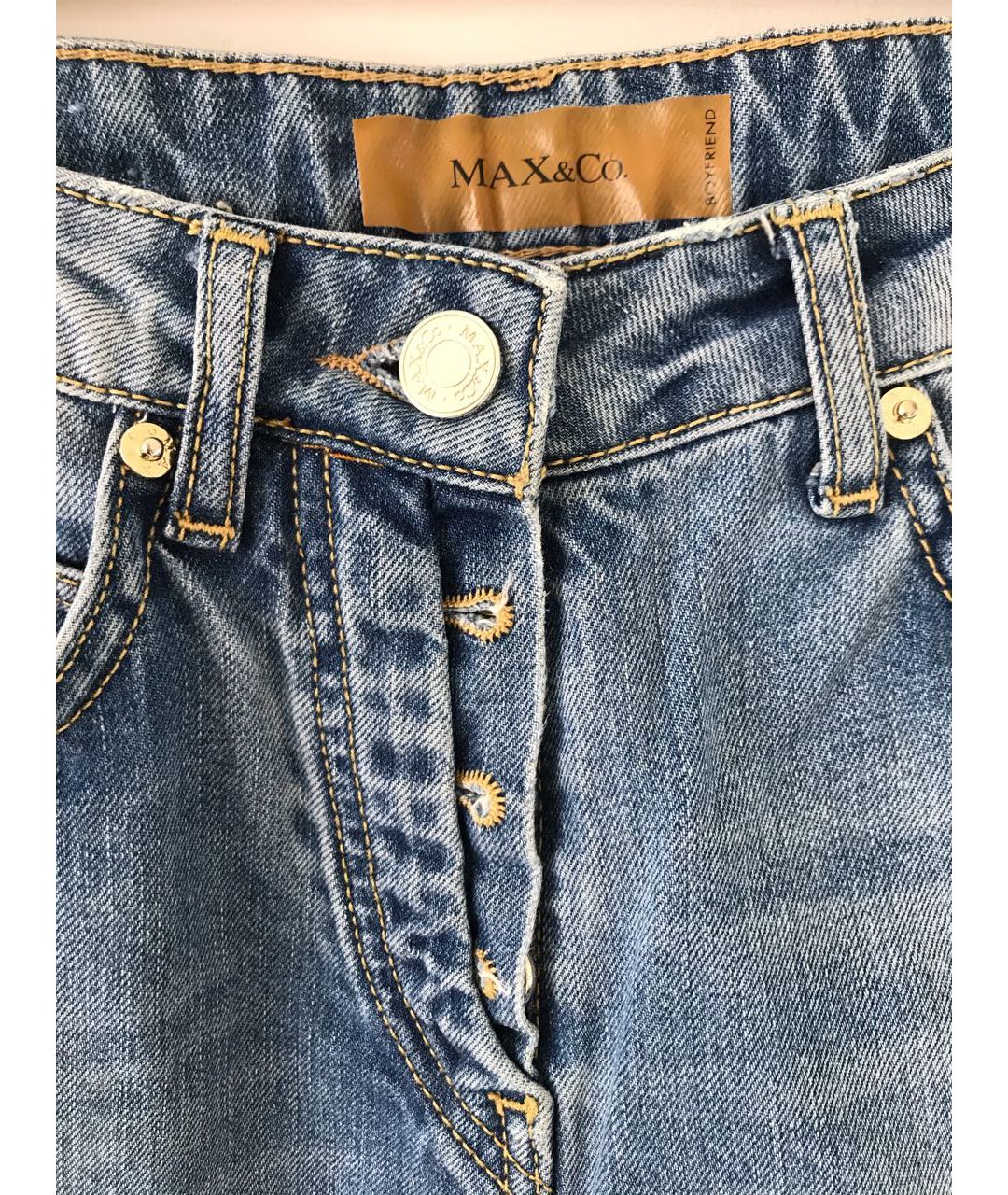 MAX MARA Голубые хлопковые прямые джинсы, фото 4