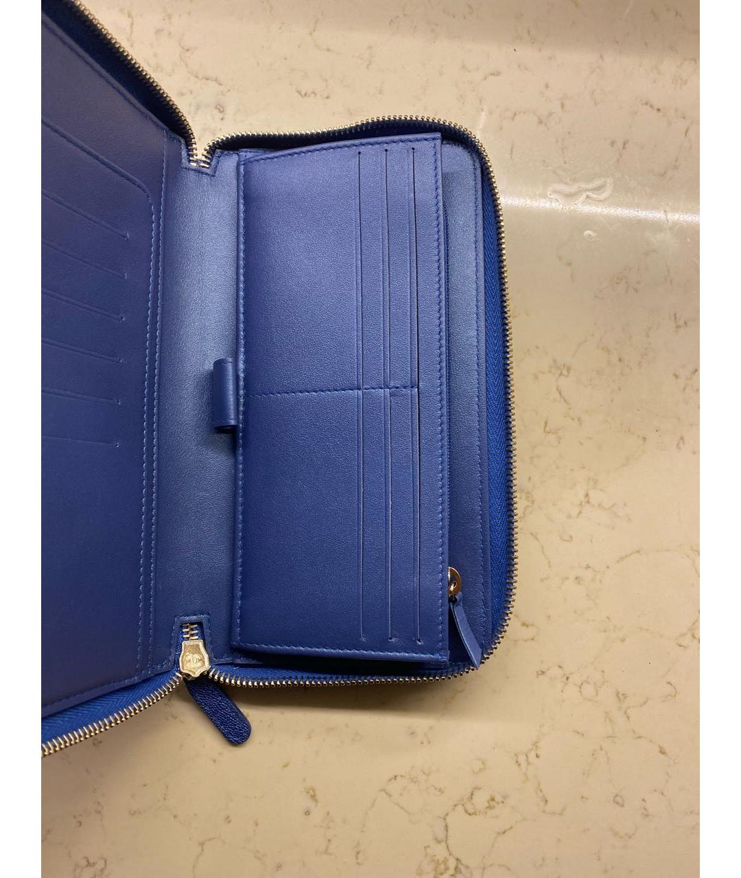 CHANEL PRE-OWNED Синий кожаный кошелек, фото 6