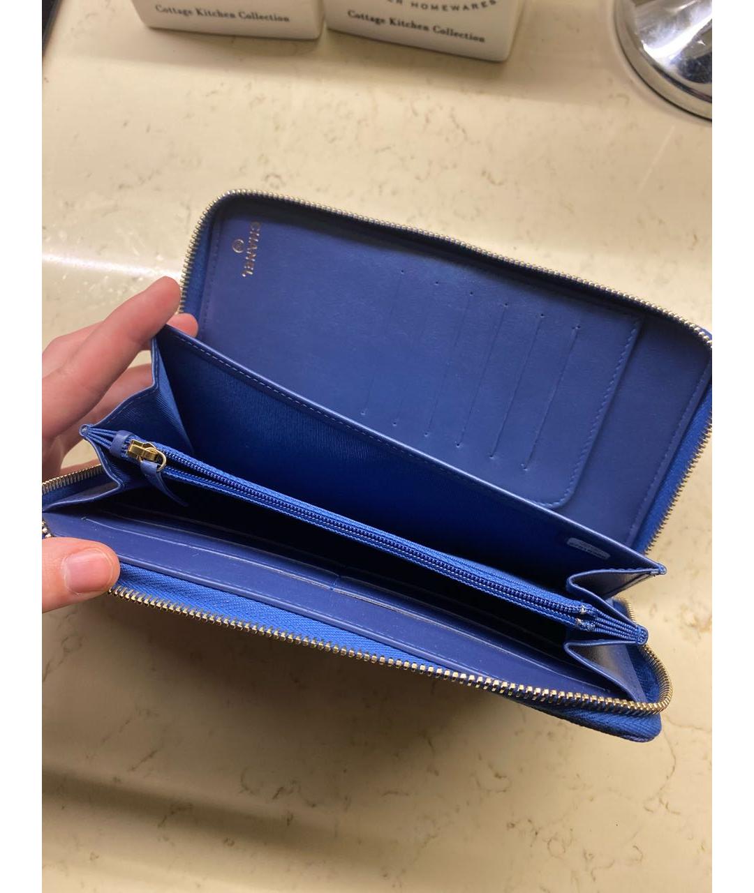 CHANEL PRE-OWNED Синий кожаный кошелек, фото 4