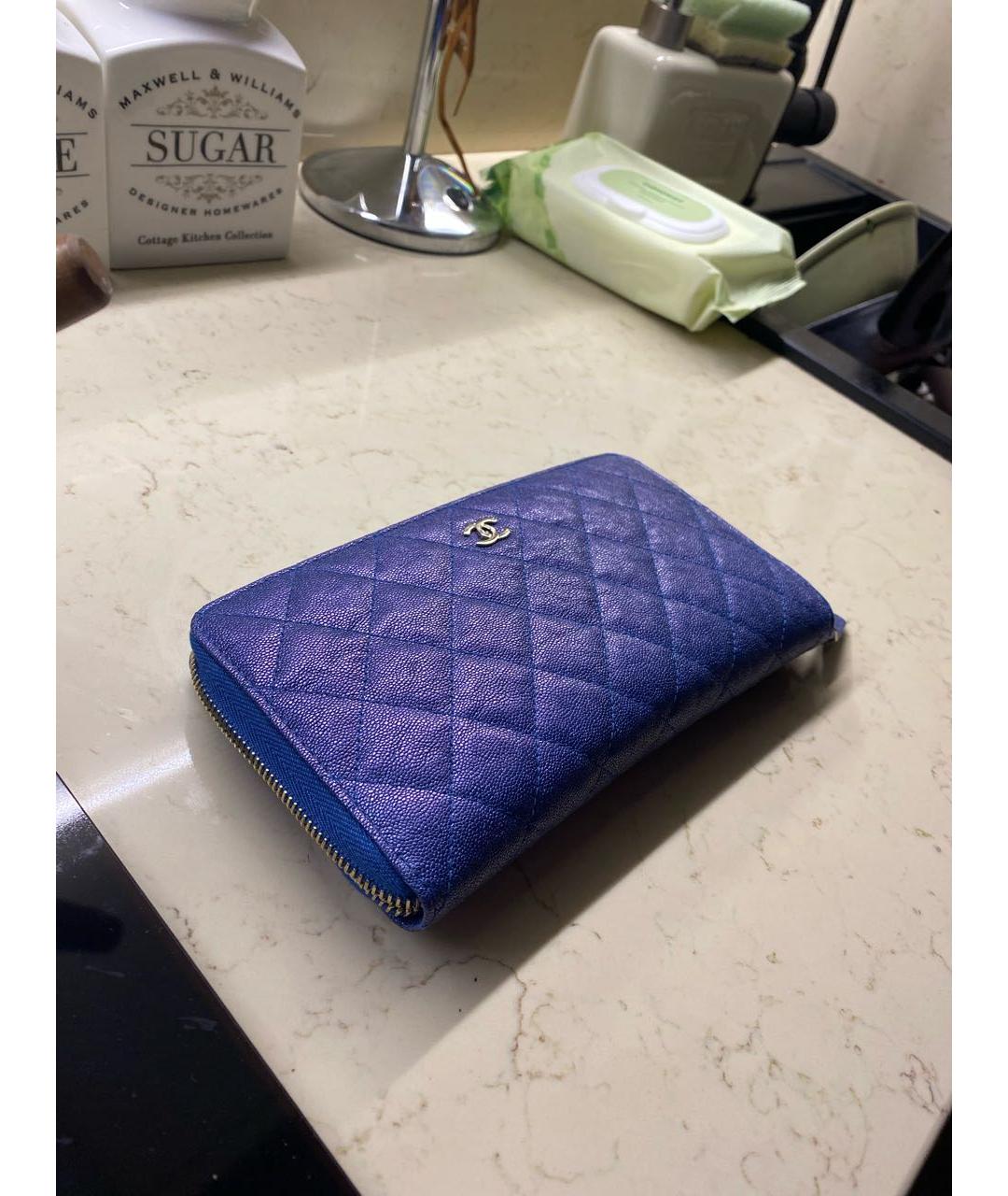 CHANEL Синий кожаный кошелек, фото 2