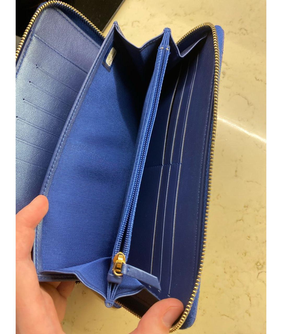 CHANEL PRE-OWNED Синий кожаный кошелек, фото 7