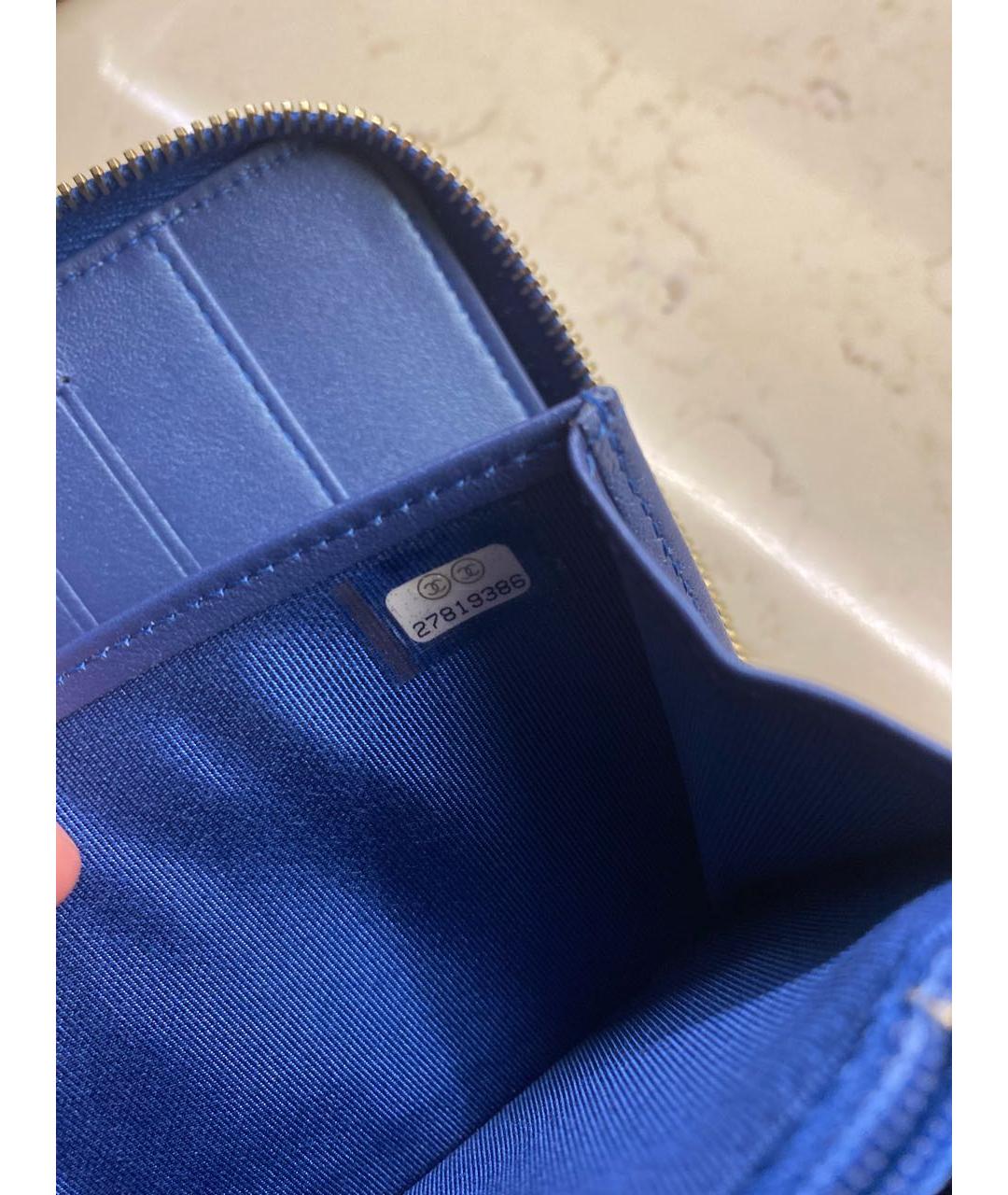CHANEL PRE-OWNED Синий кожаный кошелек, фото 8