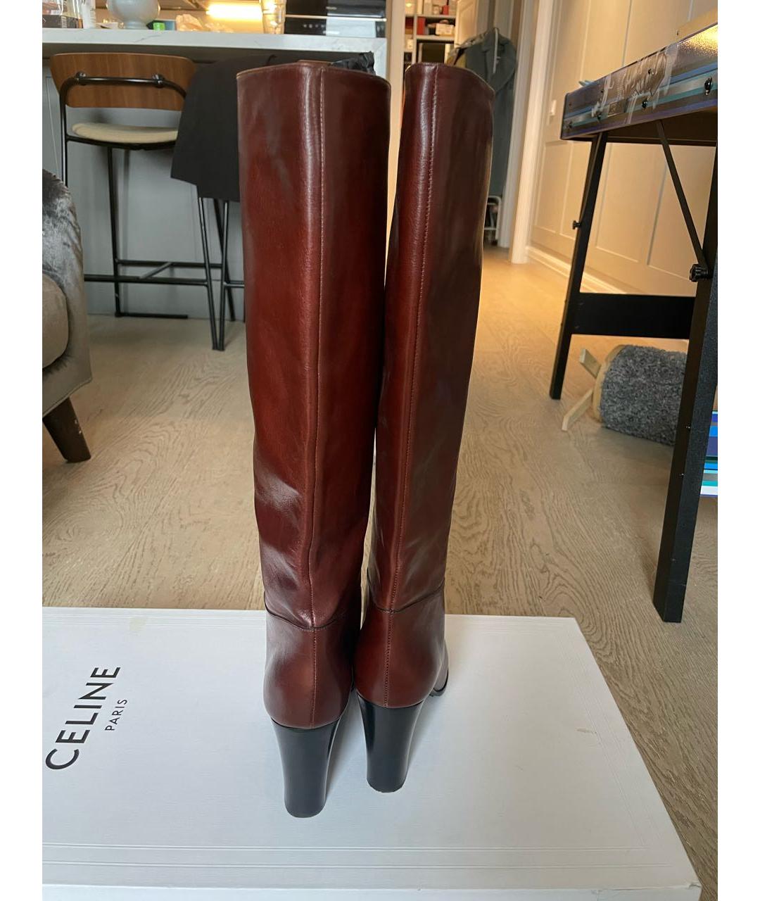 CELINE PRE-OWNED Коричневые кожаные сапоги, фото 4