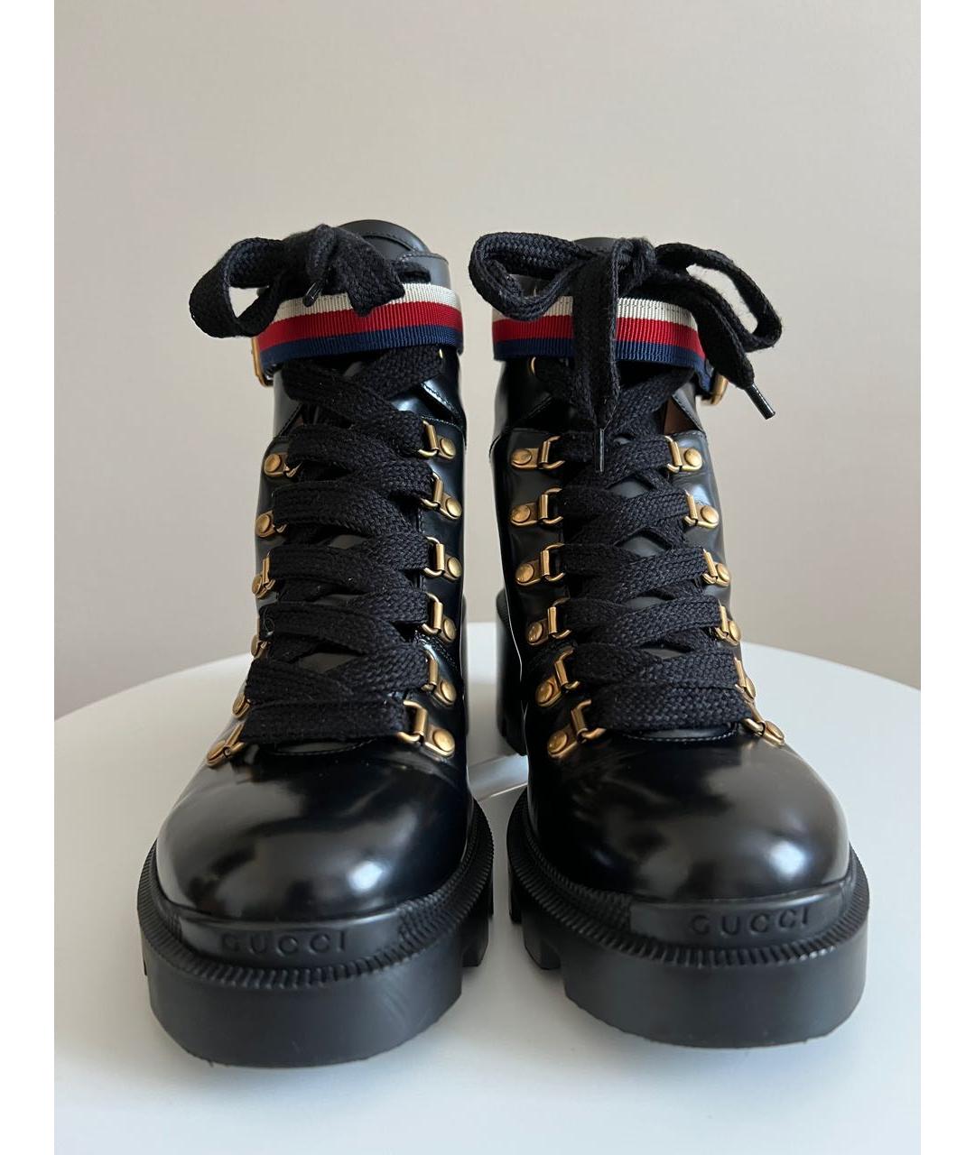 GUCCI Черные кожаные ботинки, фото 2
