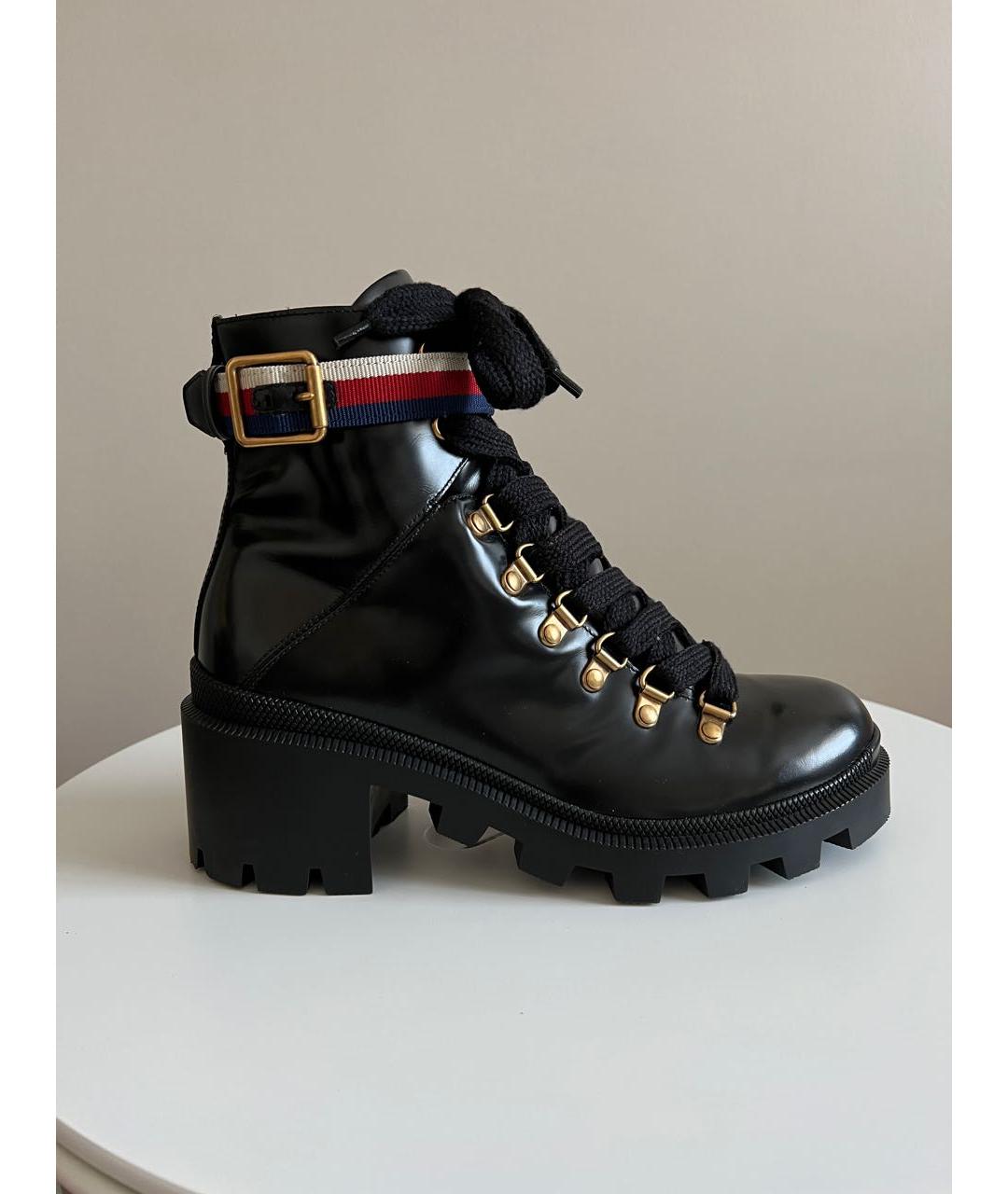 GUCCI Черные кожаные ботинки, фото 6