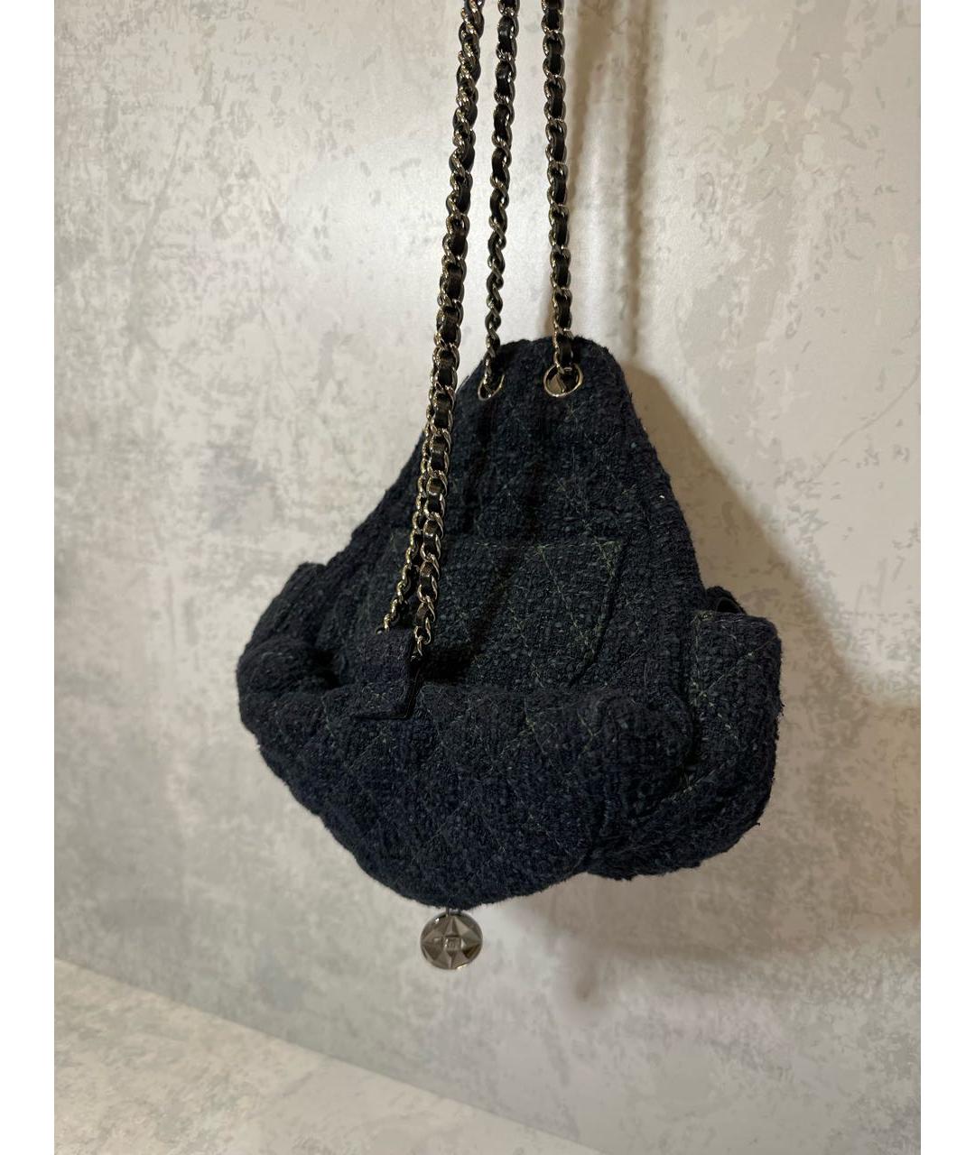 CHANEL PRE-OWNED Темно-синий твидовый рюкзак, фото 3
