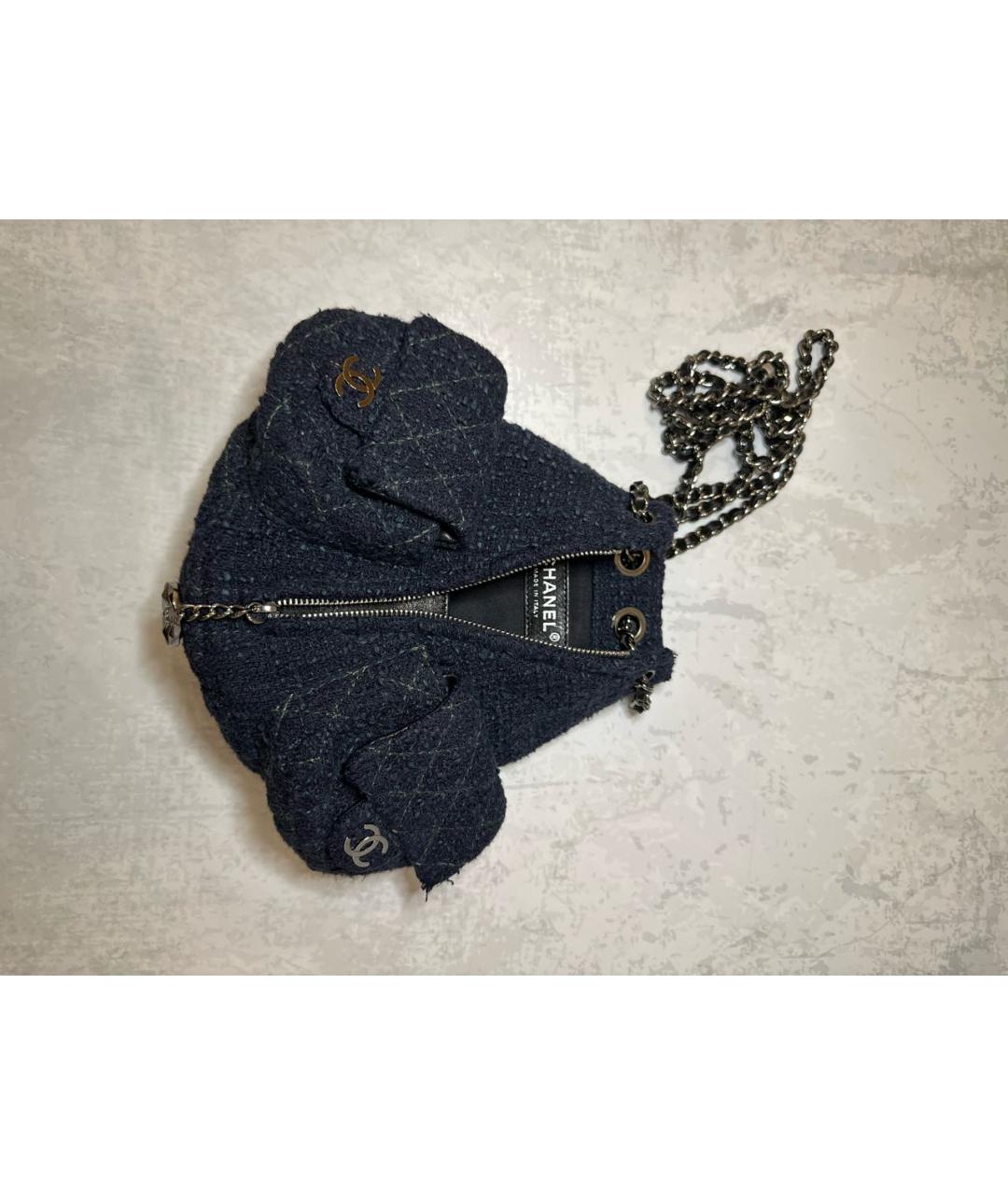 CHANEL PRE-OWNED Темно-синий твидовый рюкзак, фото 4