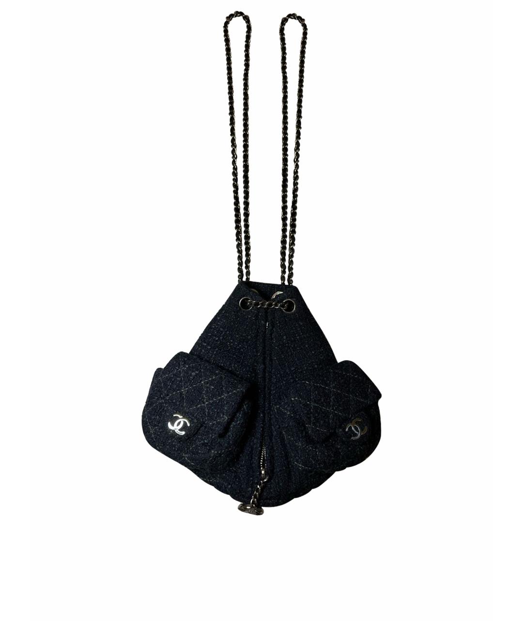 CHANEL PRE-OWNED Темно-синий твидовый рюкзак, фото 1