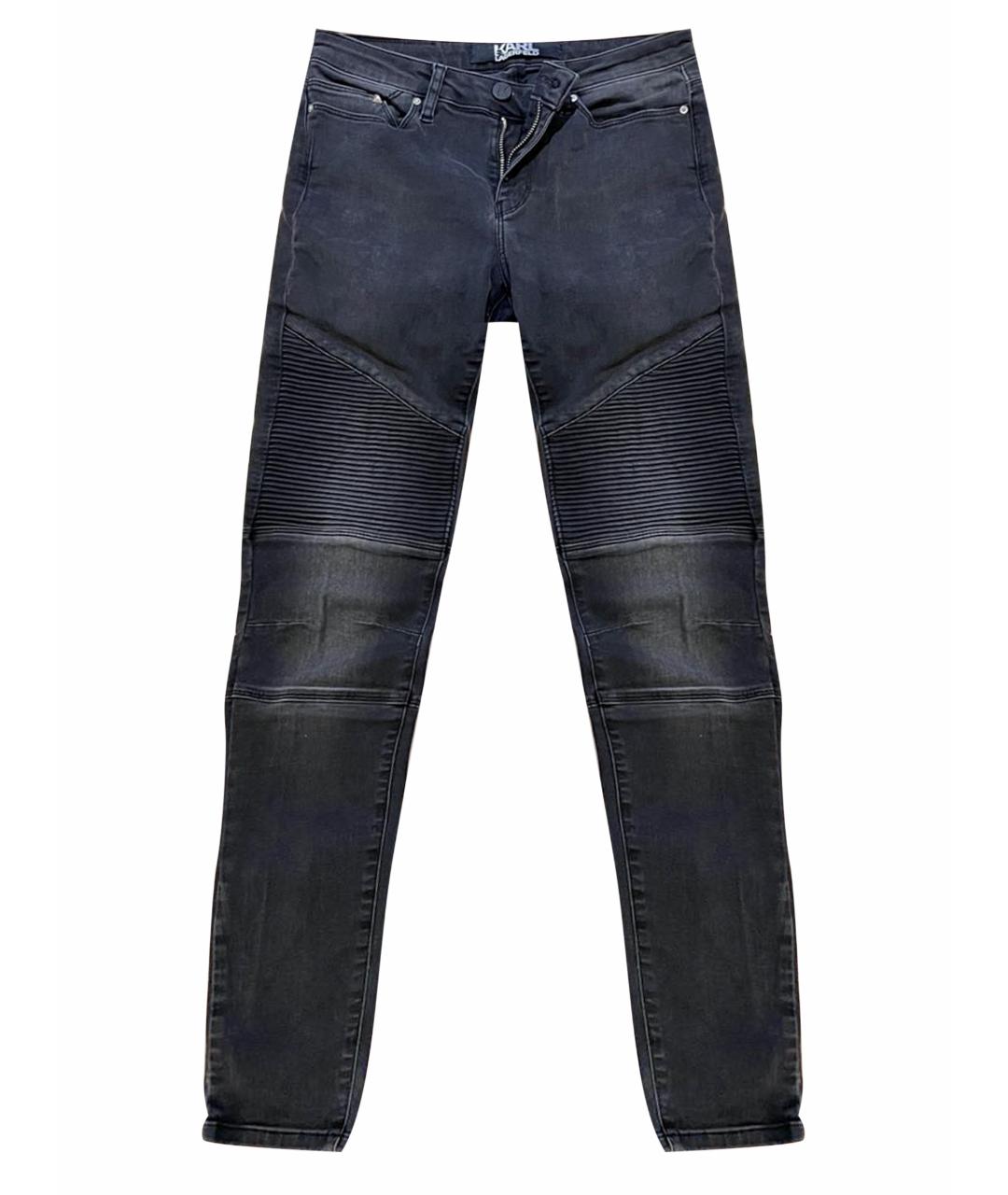 KARL LAGERFELD Антрацитовые хлопковые джинсы слим, фото 1
