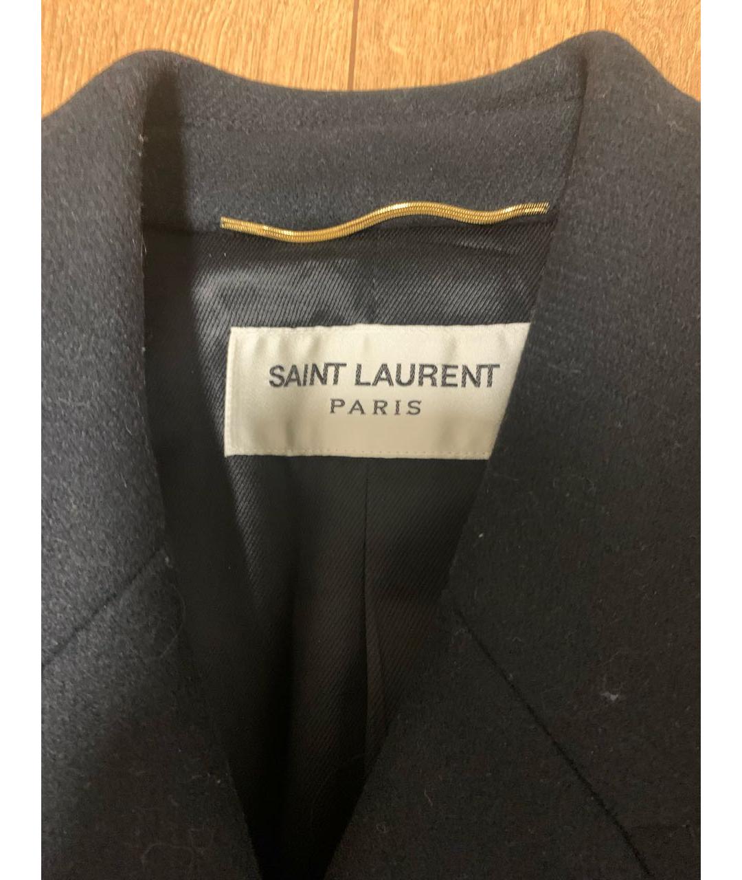 SAINT LAURENT Черное шерстяное пальто, фото 2