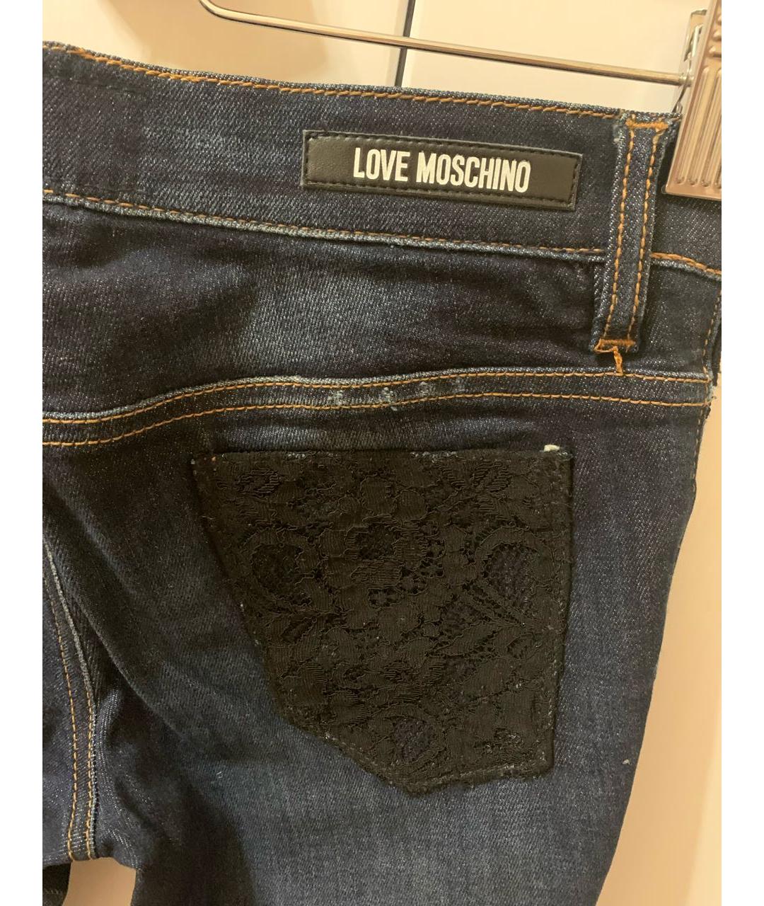 LOVE MOSCHINO Темно-синие хлопко-эластановые прямые джинсы, фото 5