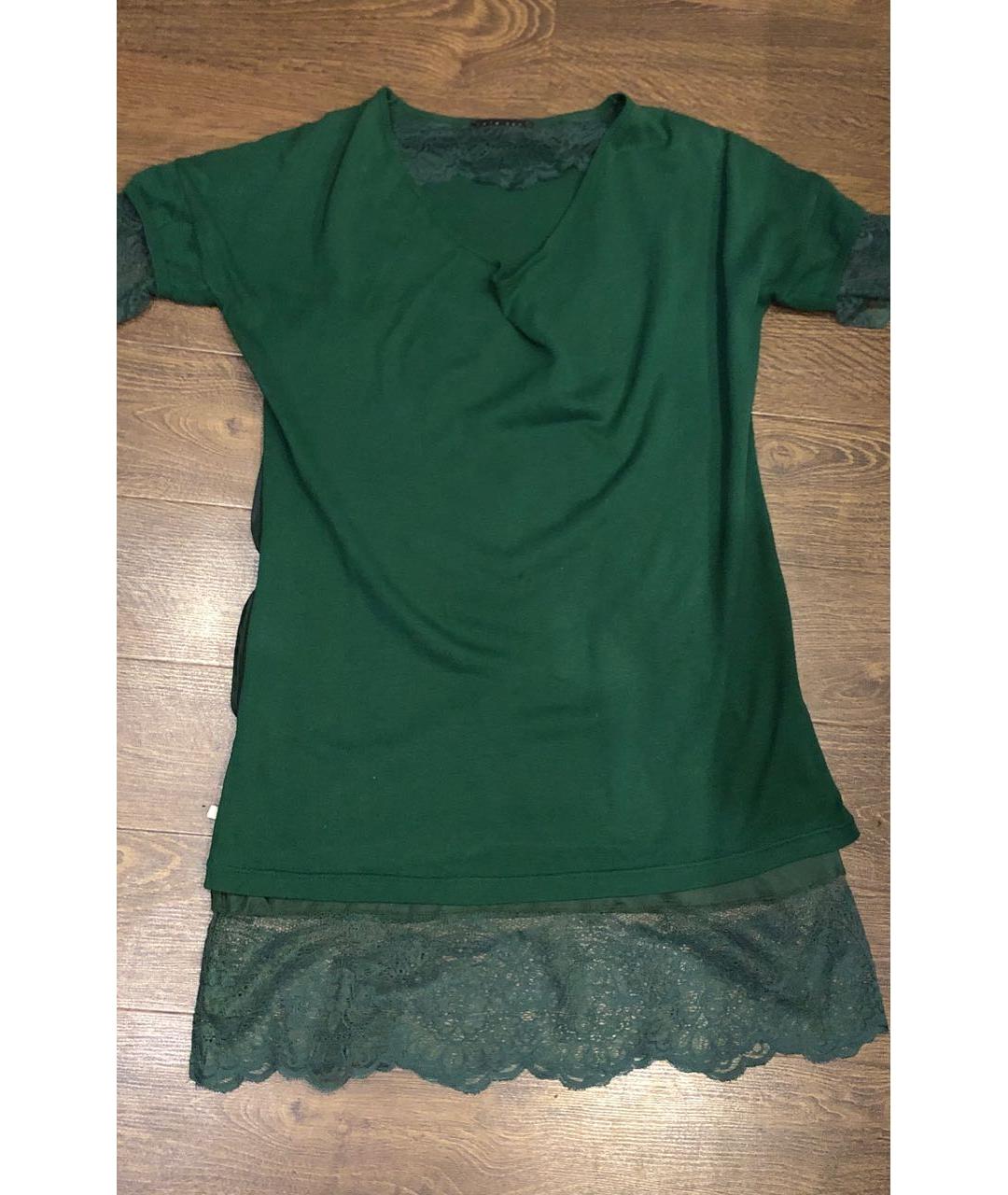 TWIN-SET Зеленые хлопковое повседневное платье, фото 6