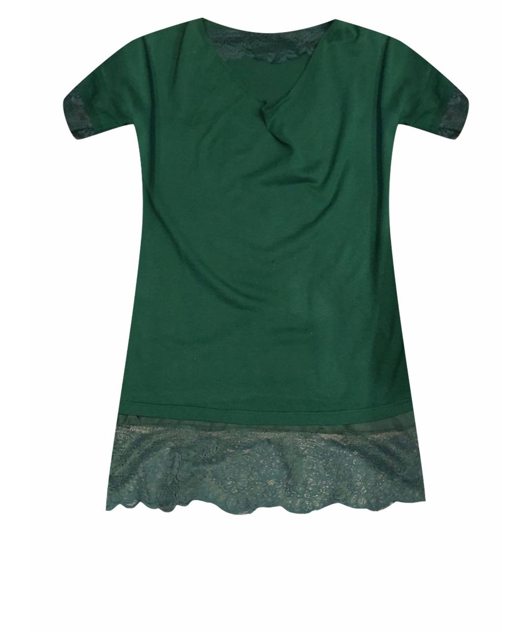 TWIN-SET Зеленые хлопковое повседневное платье, фото 1