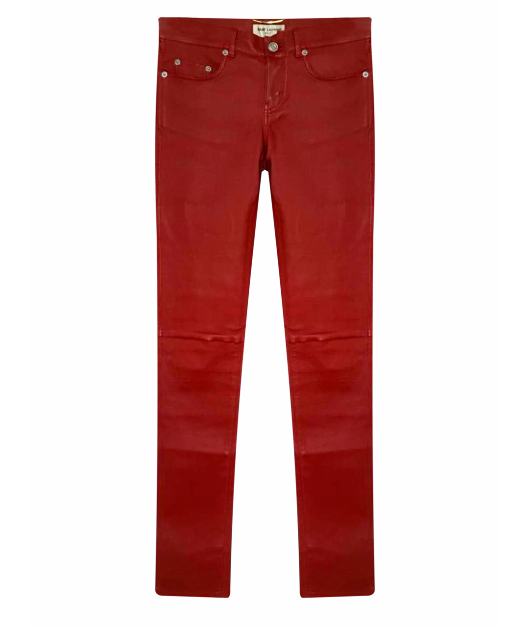 SAINT LAURENT Красные кожаные брюки узкие, фото 1