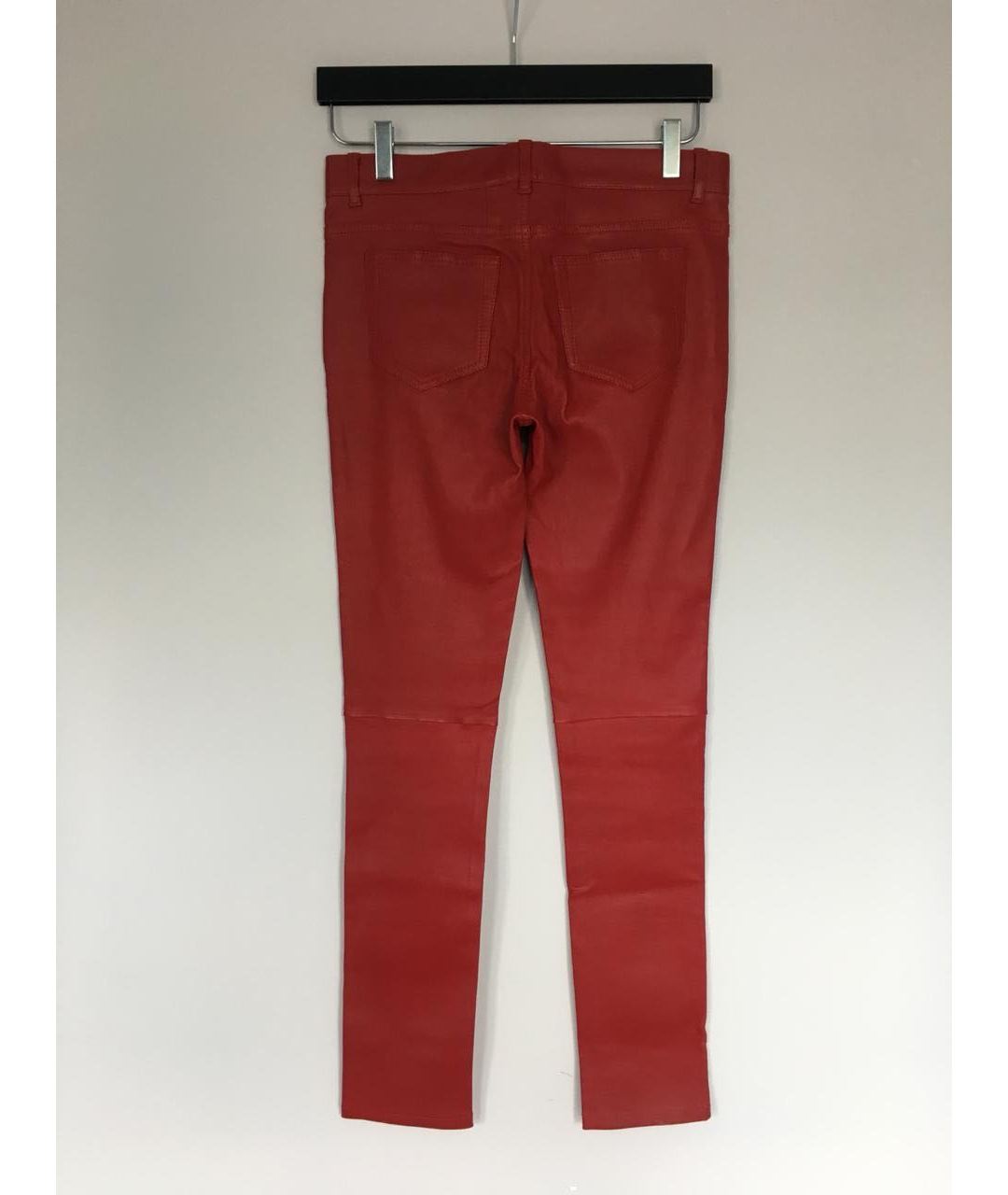 SAINT LAURENT Красные кожаные брюки узкие, фото 2