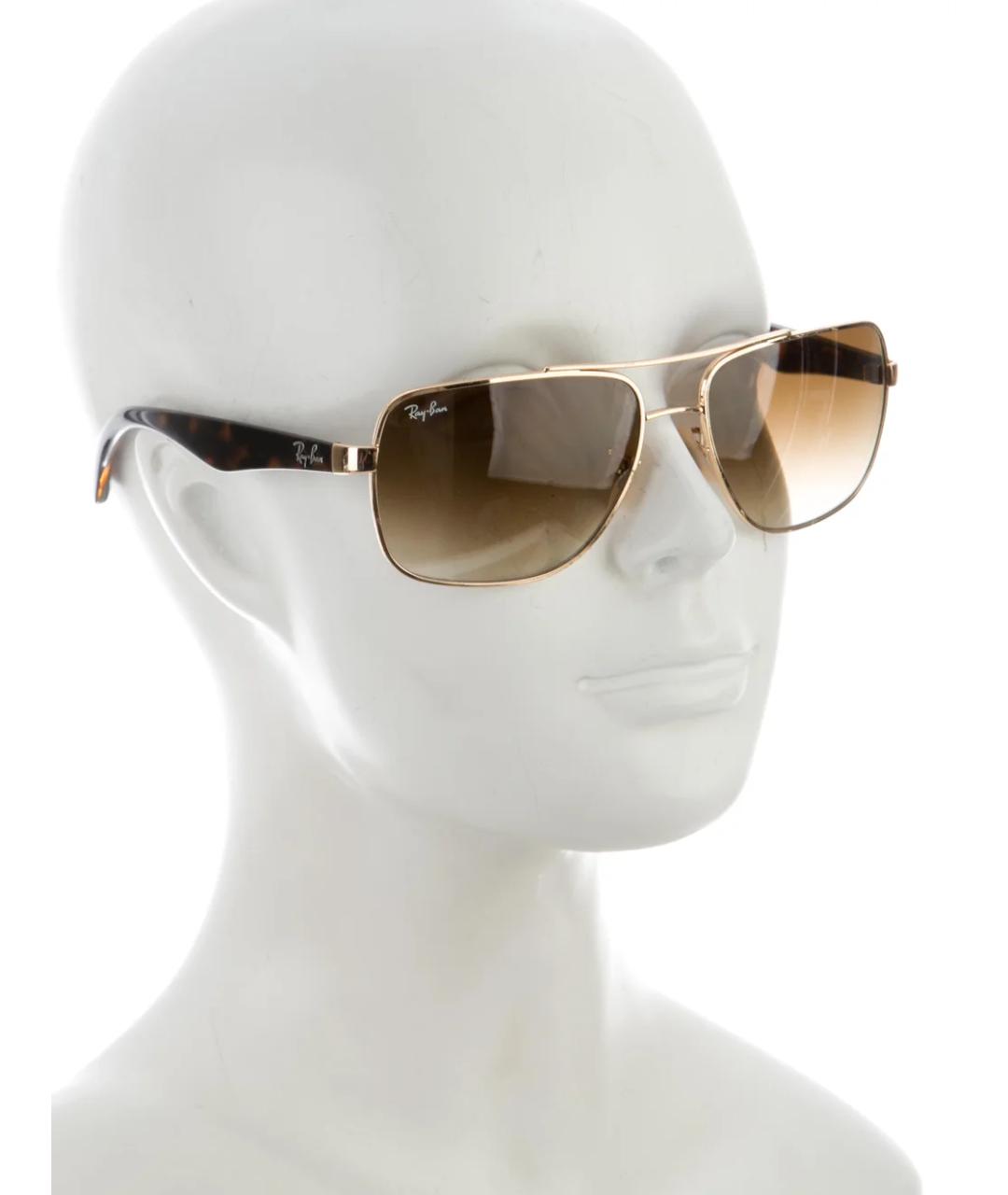 RAY BAN Коричневые металлические солнцезащитные очки, фото 2