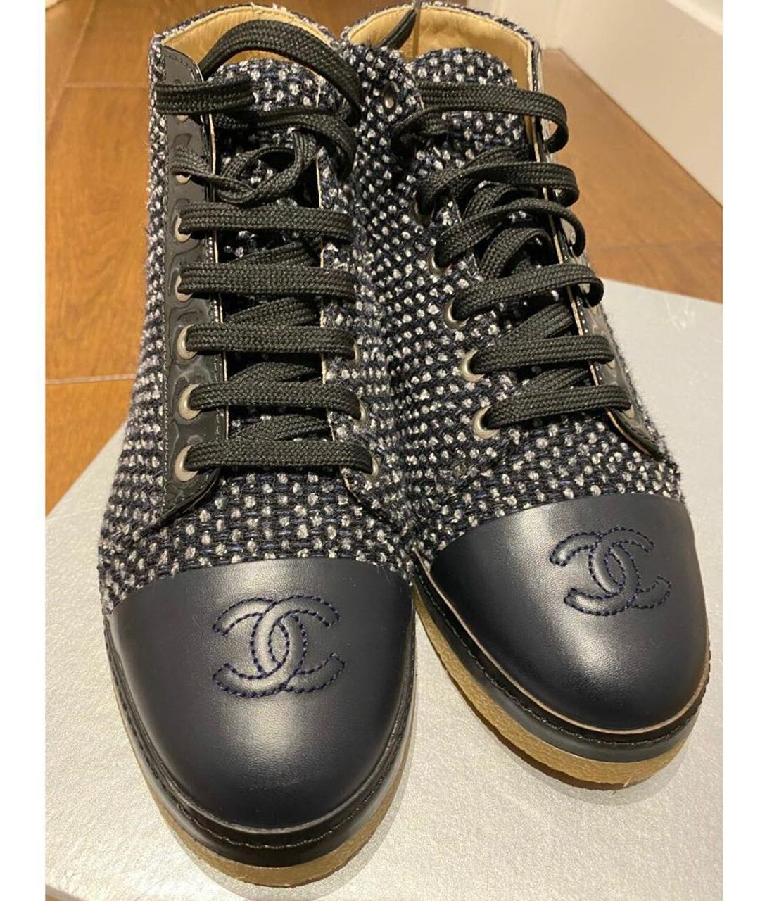 CHANEL PRE-OWNED Темно-синие кожаные ботинки, фото 2